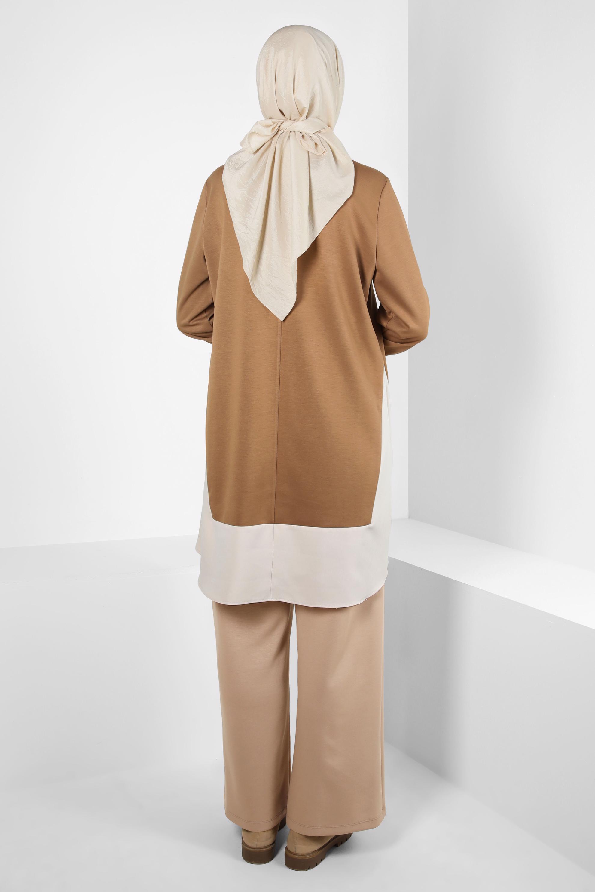 Tesettür giyim KAHVE BELİ LASTİKLİ PANTOLON 70633