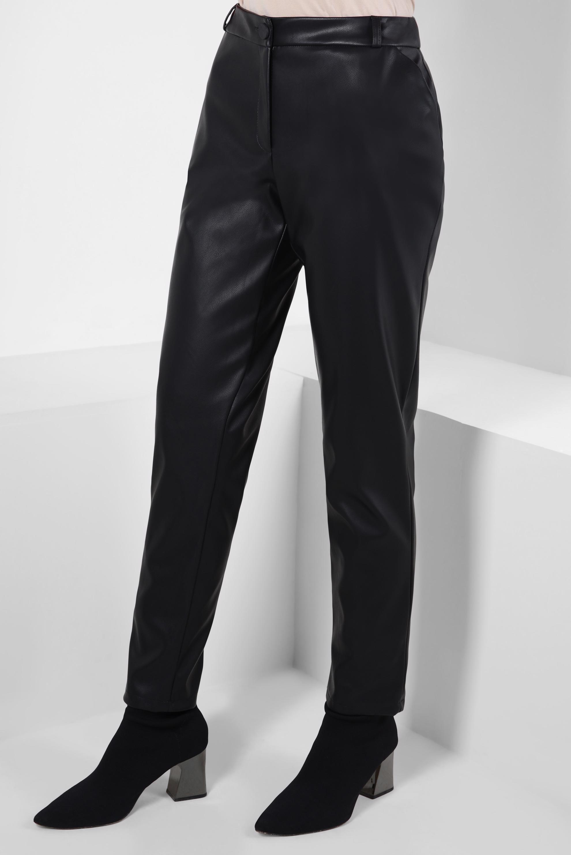 Tesettür giyim SİYAH SUNİ DERİ PANTOLON 70634