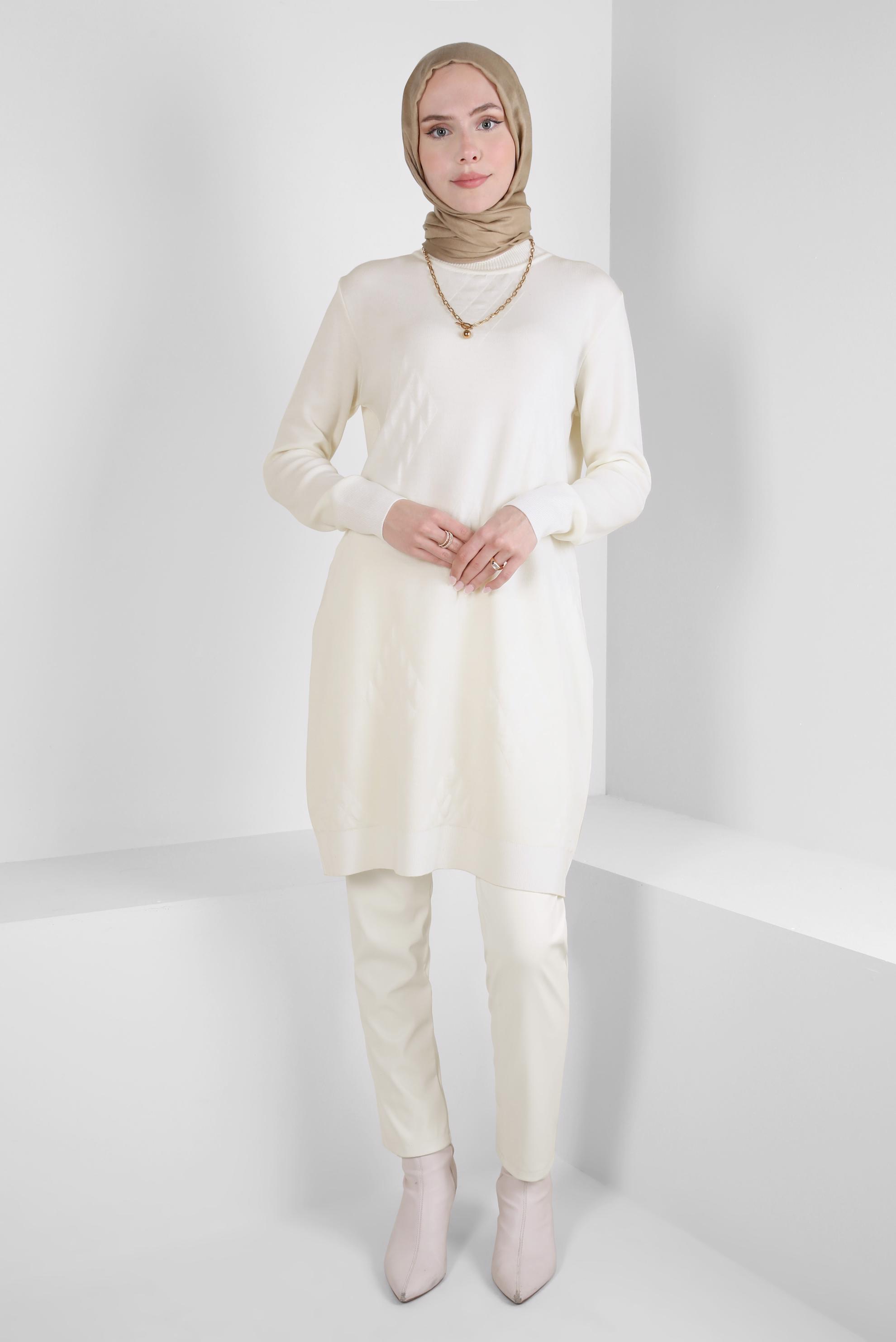 Vêtements hijab BLANC PANTALON EN SIMILI CUIR 70634