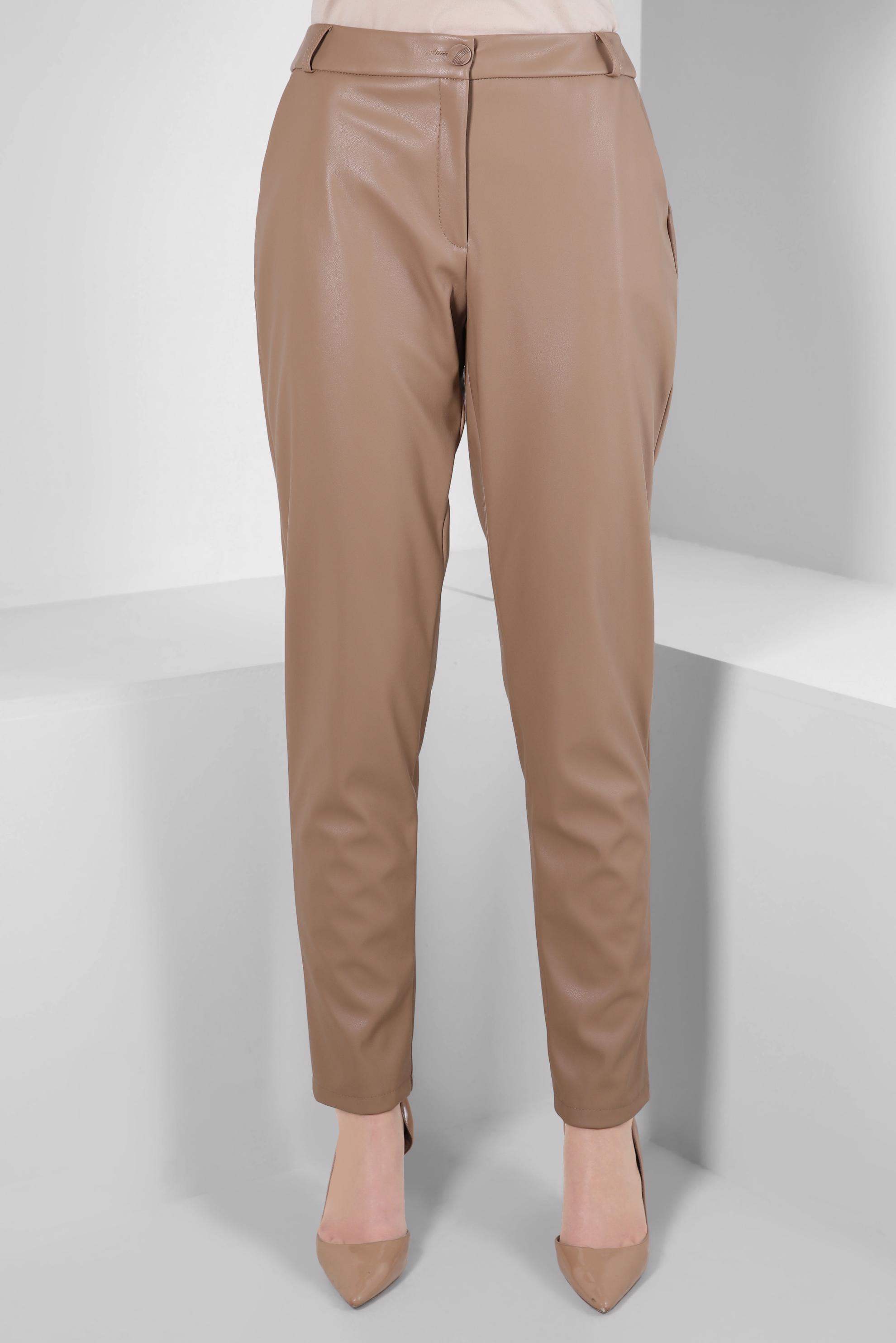 Tesettür giyim KAHVE SUNİ DERİ PANTOLON 70634