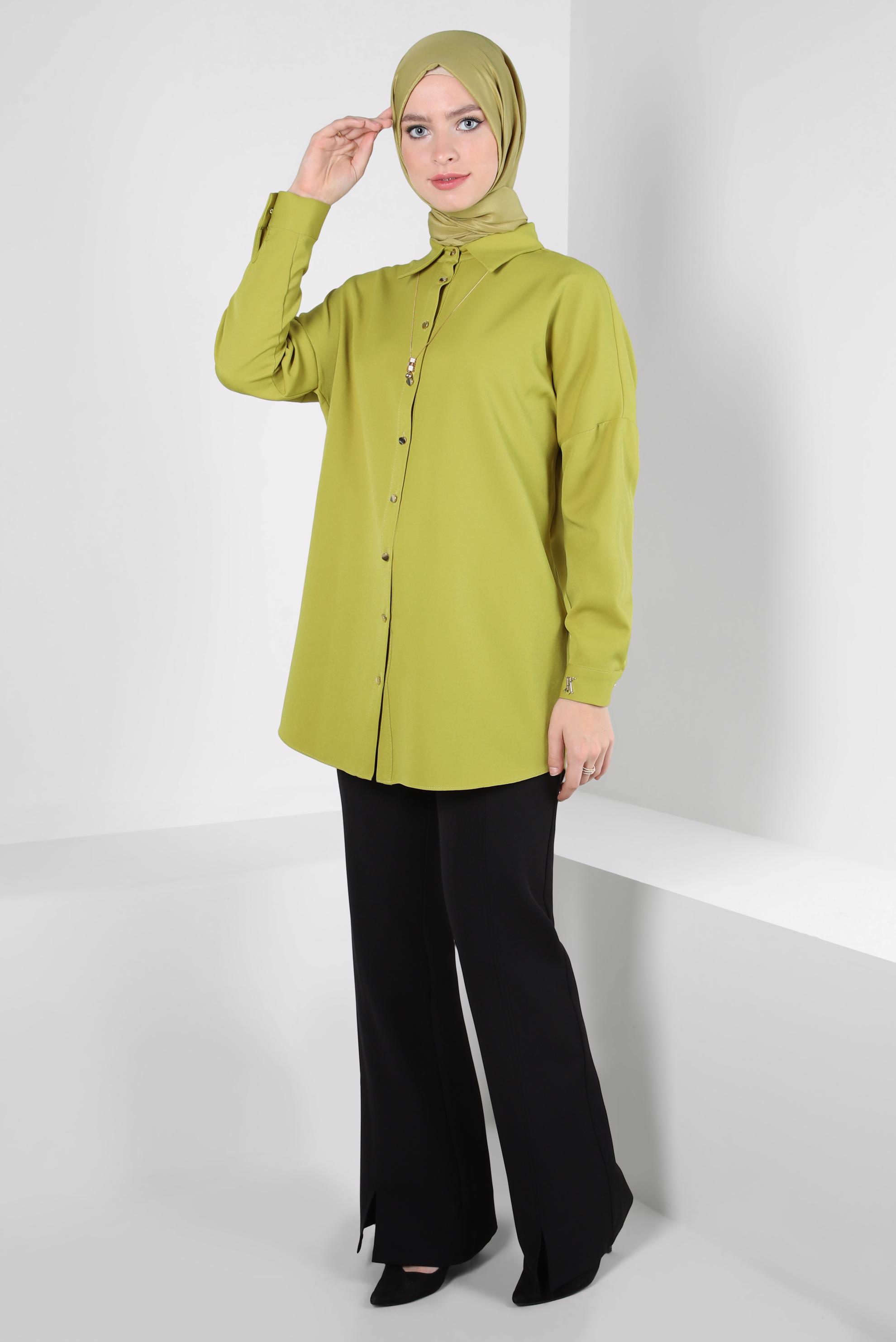 Tesettür giyim SİYAH YIRTMAÇ DETAYLI PANTOLON 70636