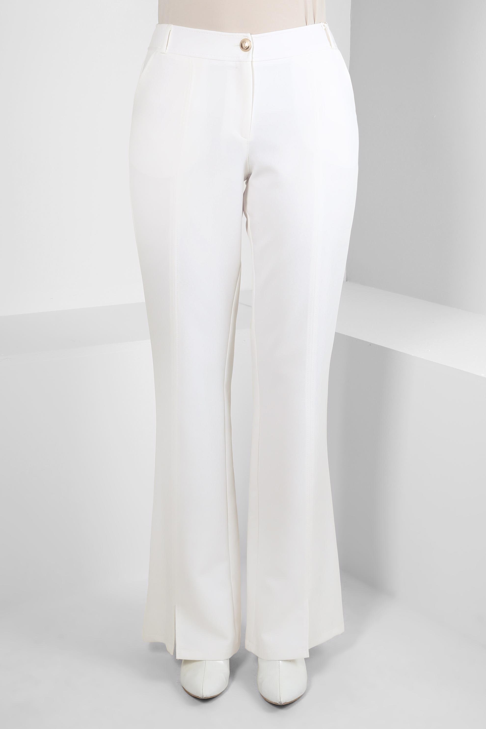 Tesettür giyim BEYAZ YIRTMAÇ DETAYLI PANTOLON 70636