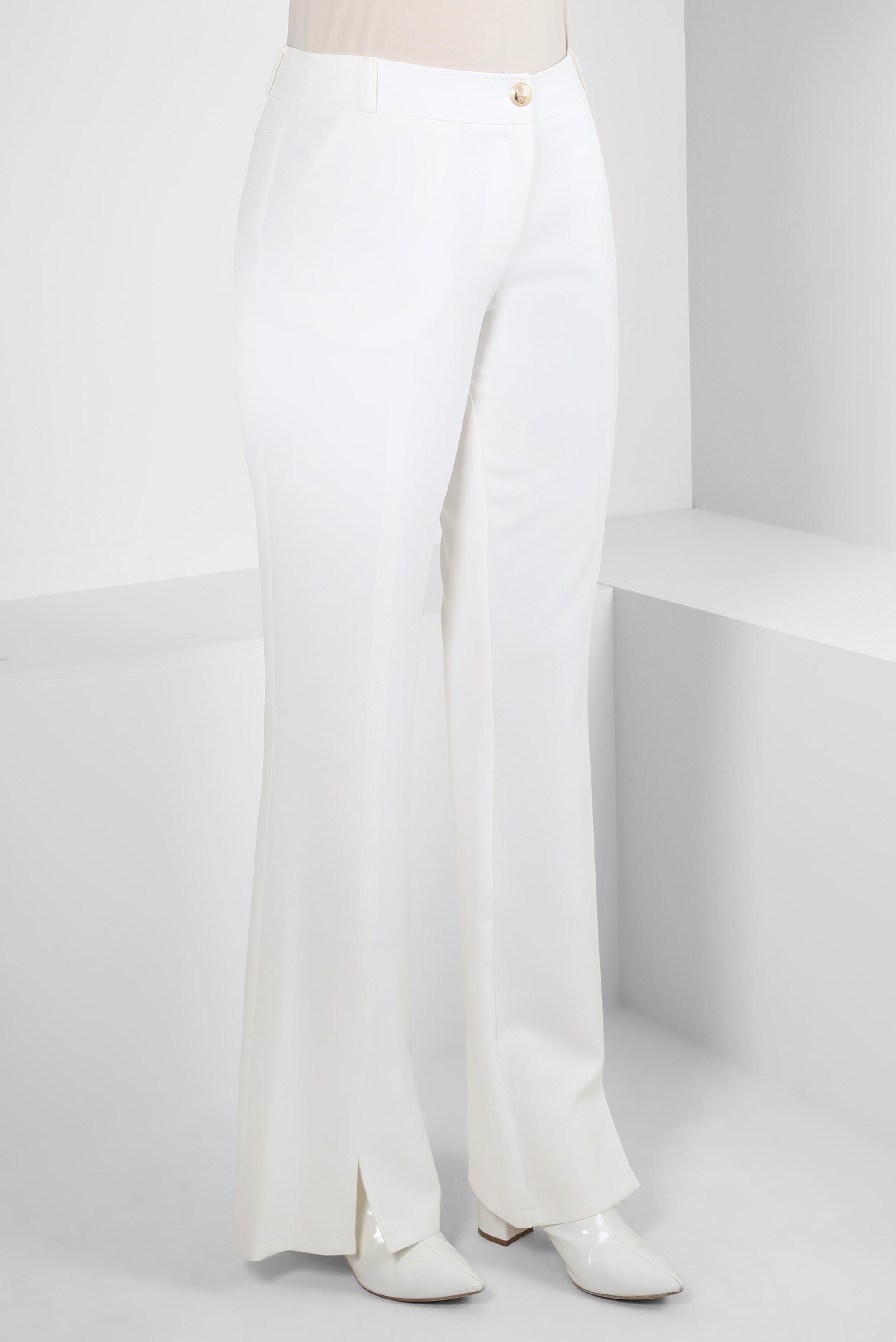 Tesettür giyim BEYAZ YIRTMAÇ DETAYLI PANTOLON 70636