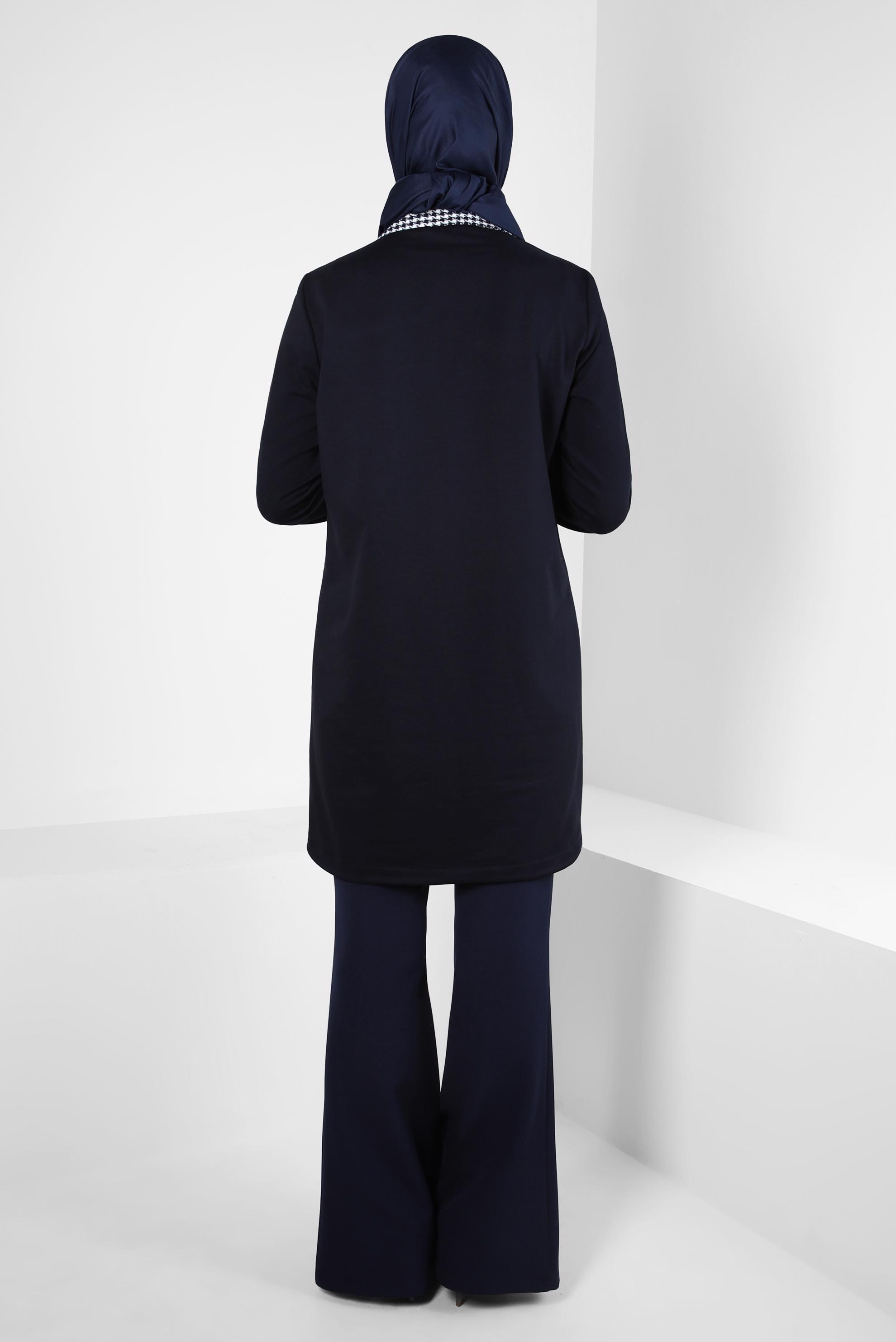 Tesettür giyim LACİVERT YIRTMAÇ DETAYLI PANTOLON 70636