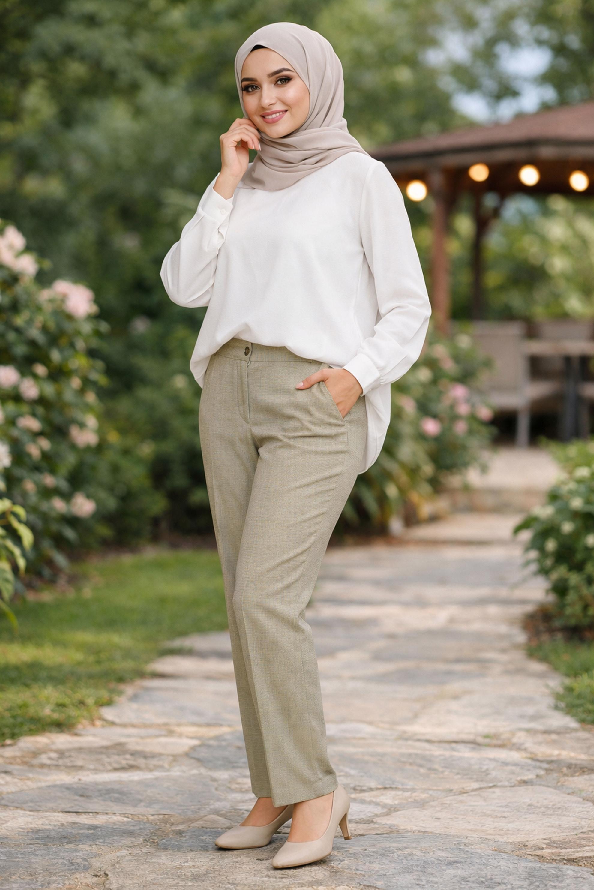 Vêtements hijab BRUN PANTALON GRANDE TAILLE 70637