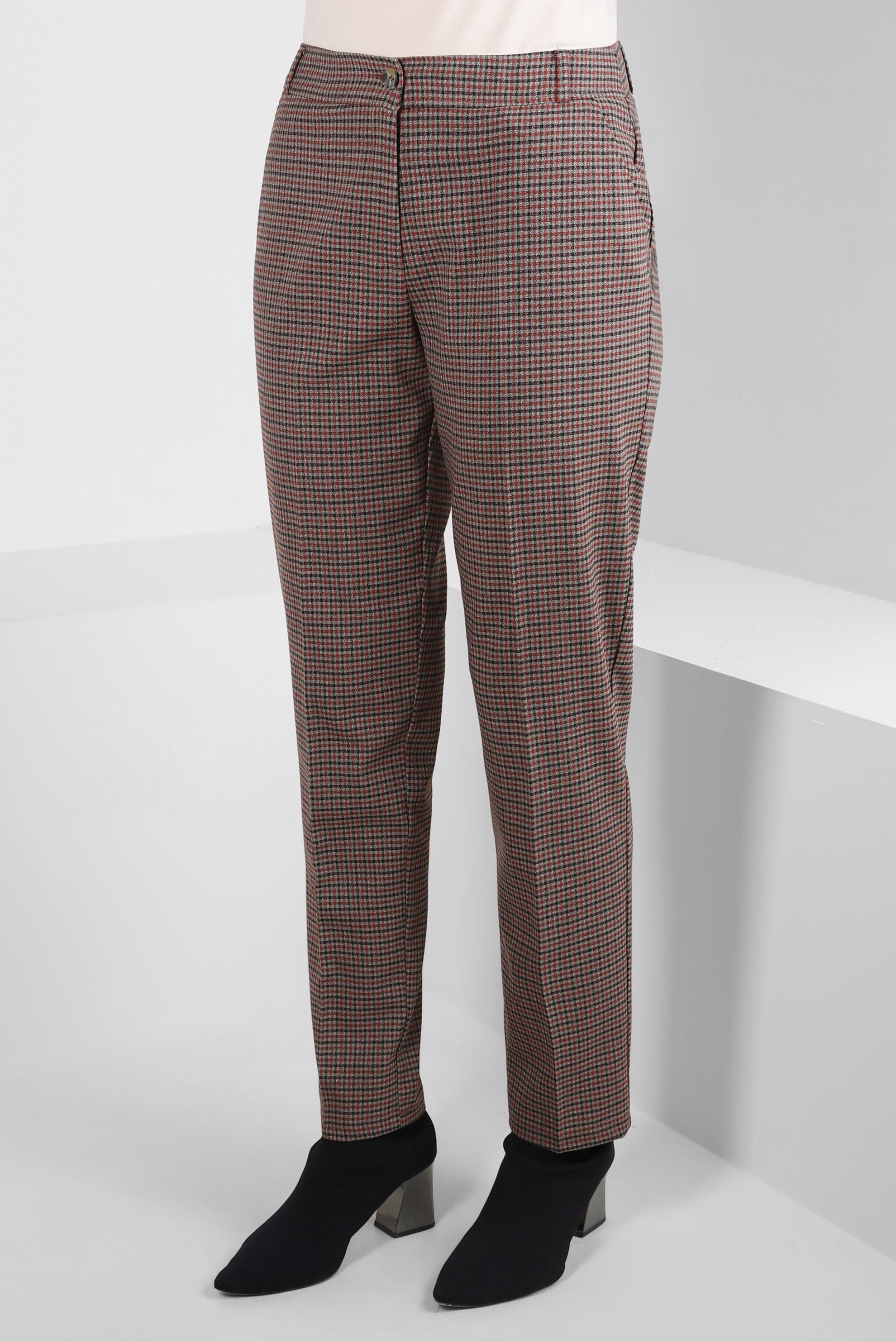 Tesettür giyim BORDO KARE DESENLİ PANTOLON 70638