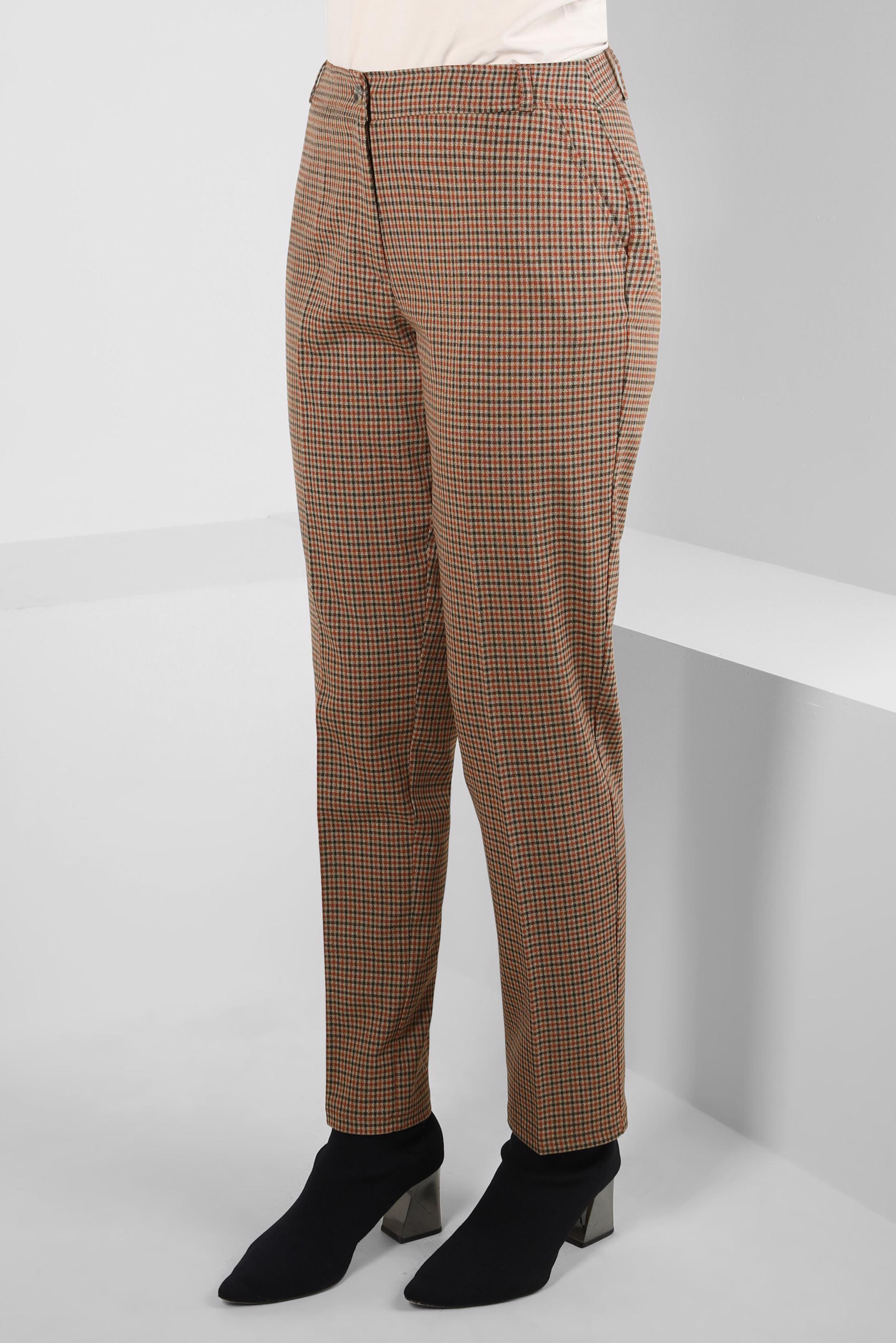 Tesettür giyim TABA KARE DESENLİ PANTOLON 70638