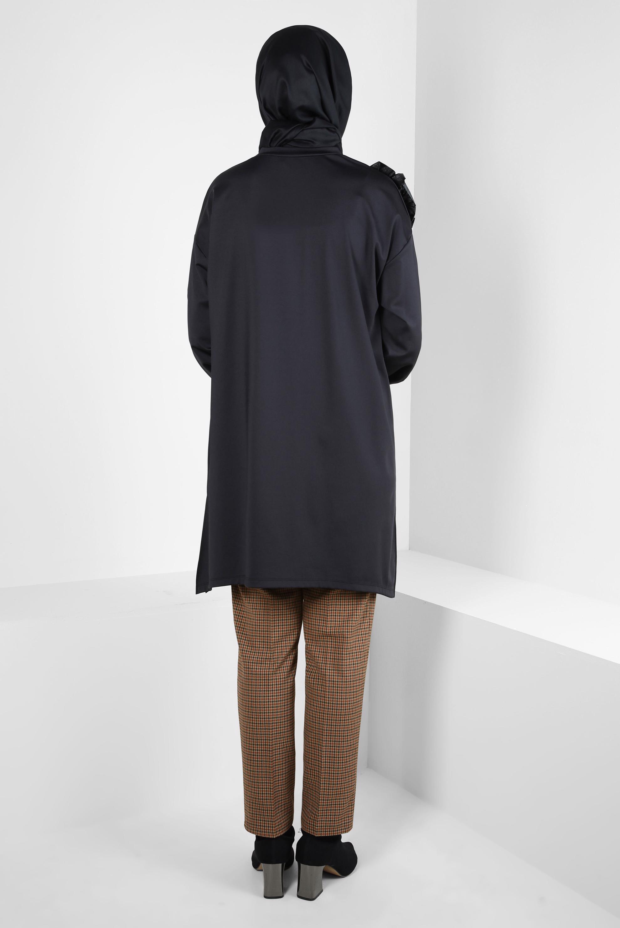 Tesettür giyim TABA KARE DESENLİ PANTOLON 70638