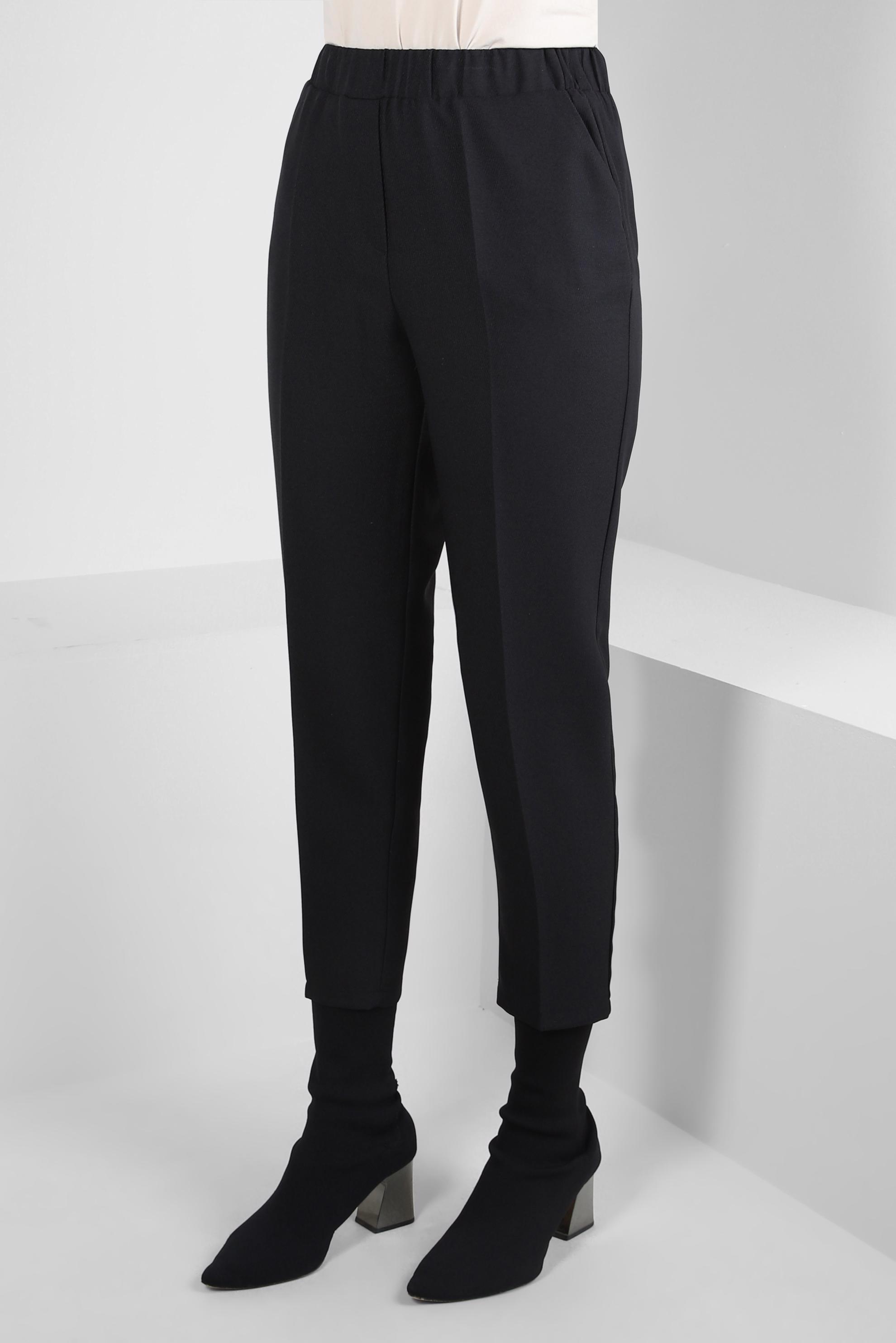 Tesettür giyim SİYAH BELİ LASTİKLİ PANTOLON 70640