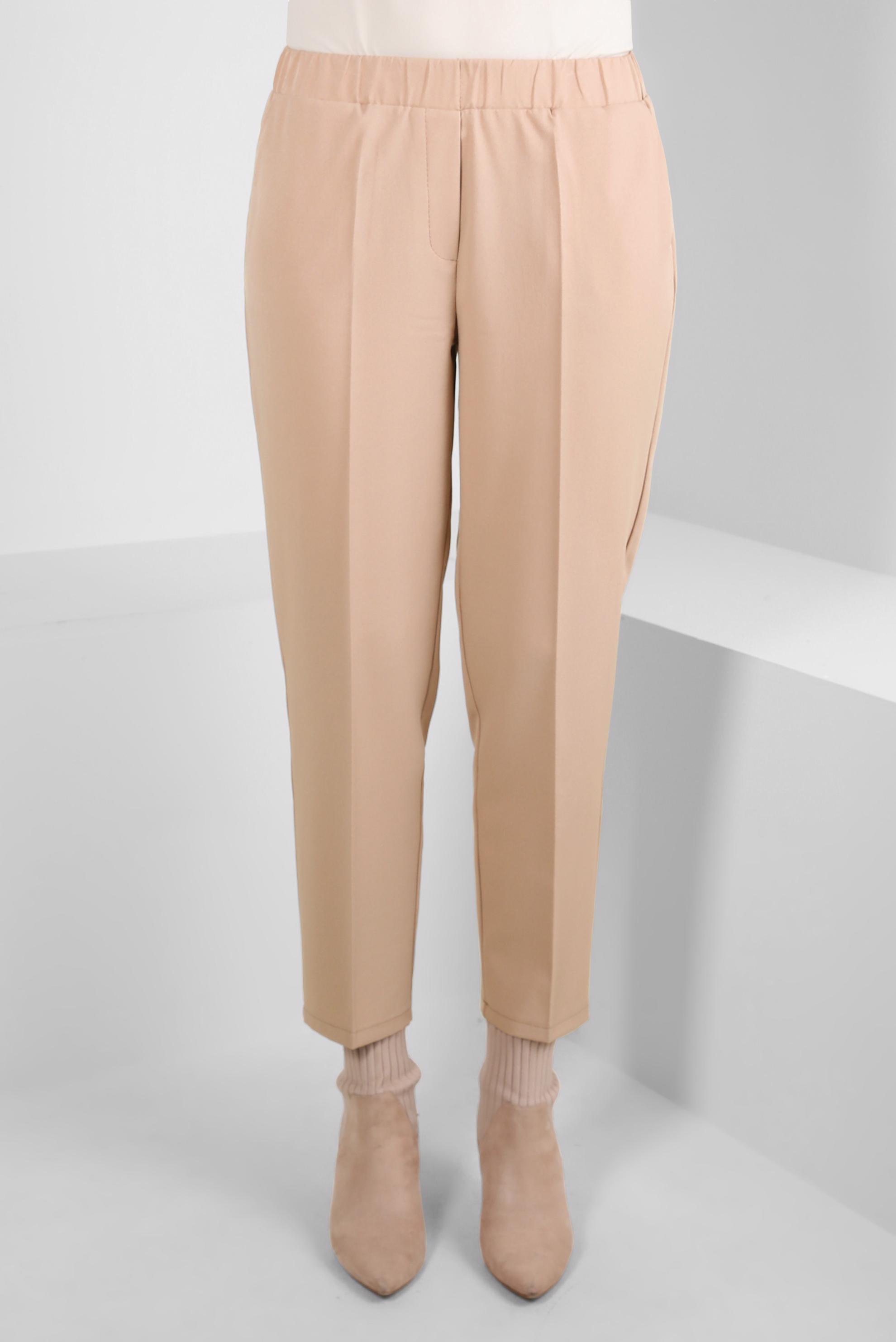 Tesettür giyim BEJ BELİ LASTİKLİ PANTOLON 70640