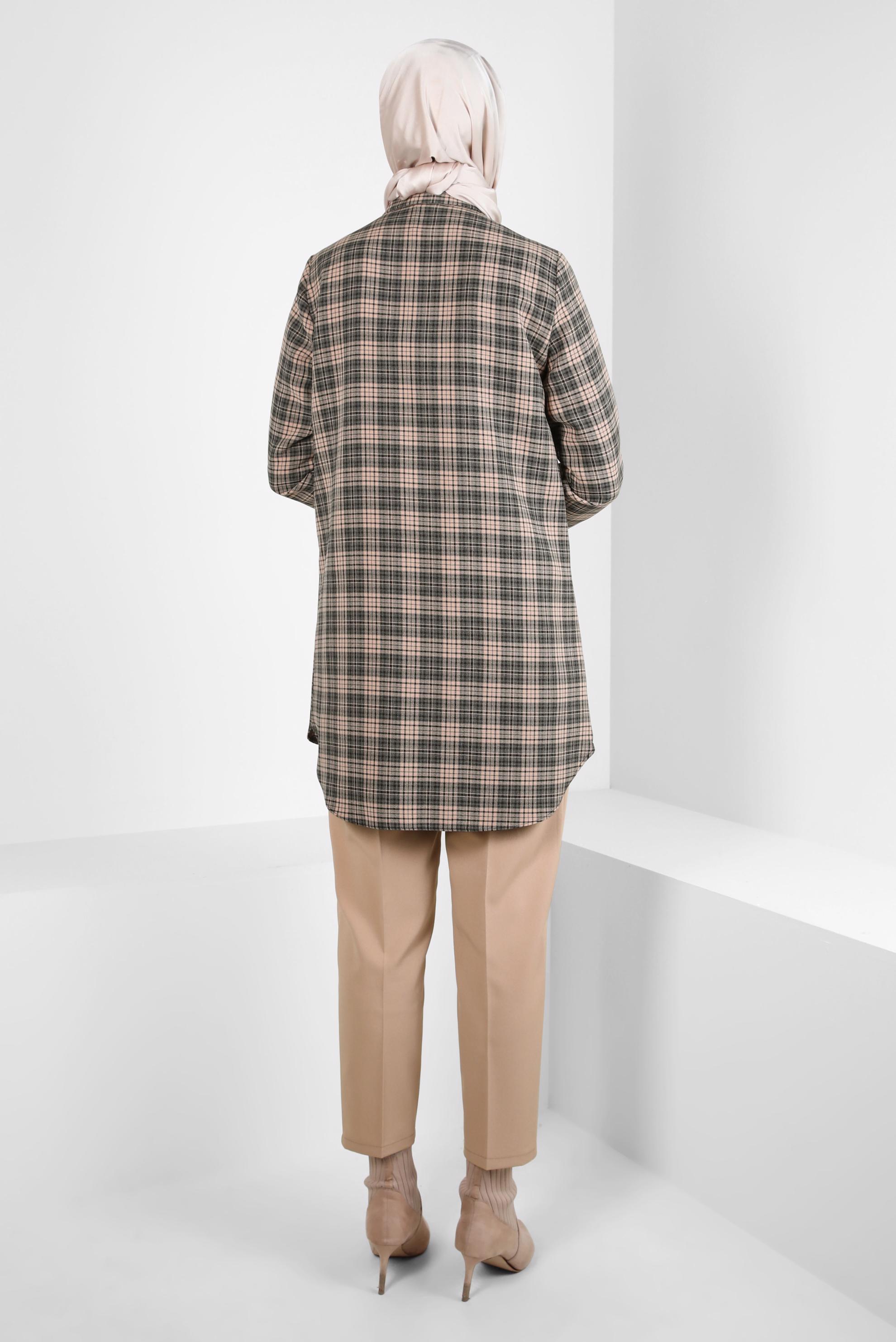 Tesettür giyim BEJ BELİ LASTİKLİ PANTOLON 70640