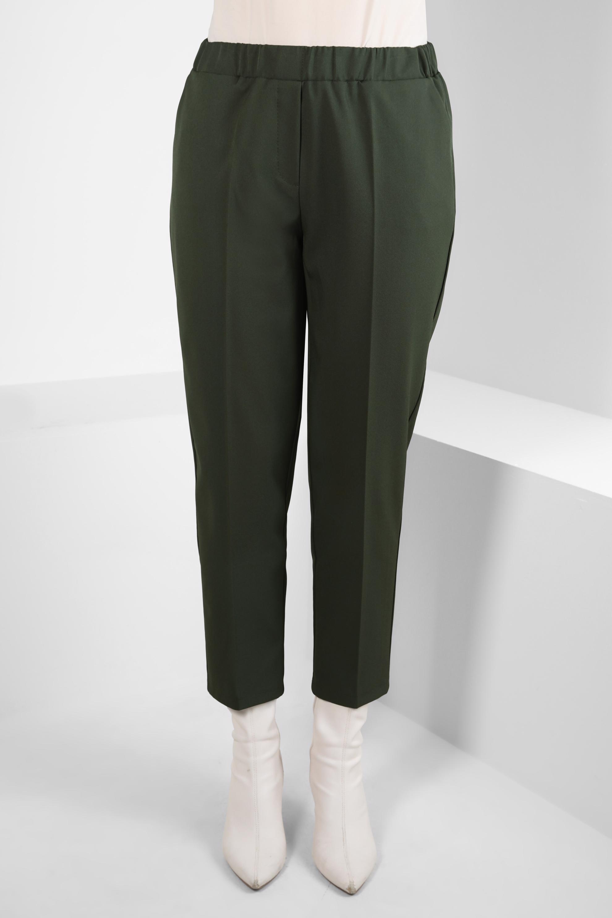 Tesettür giyim HAKİ BELİ LASTİKLİ PANTOLON 70640