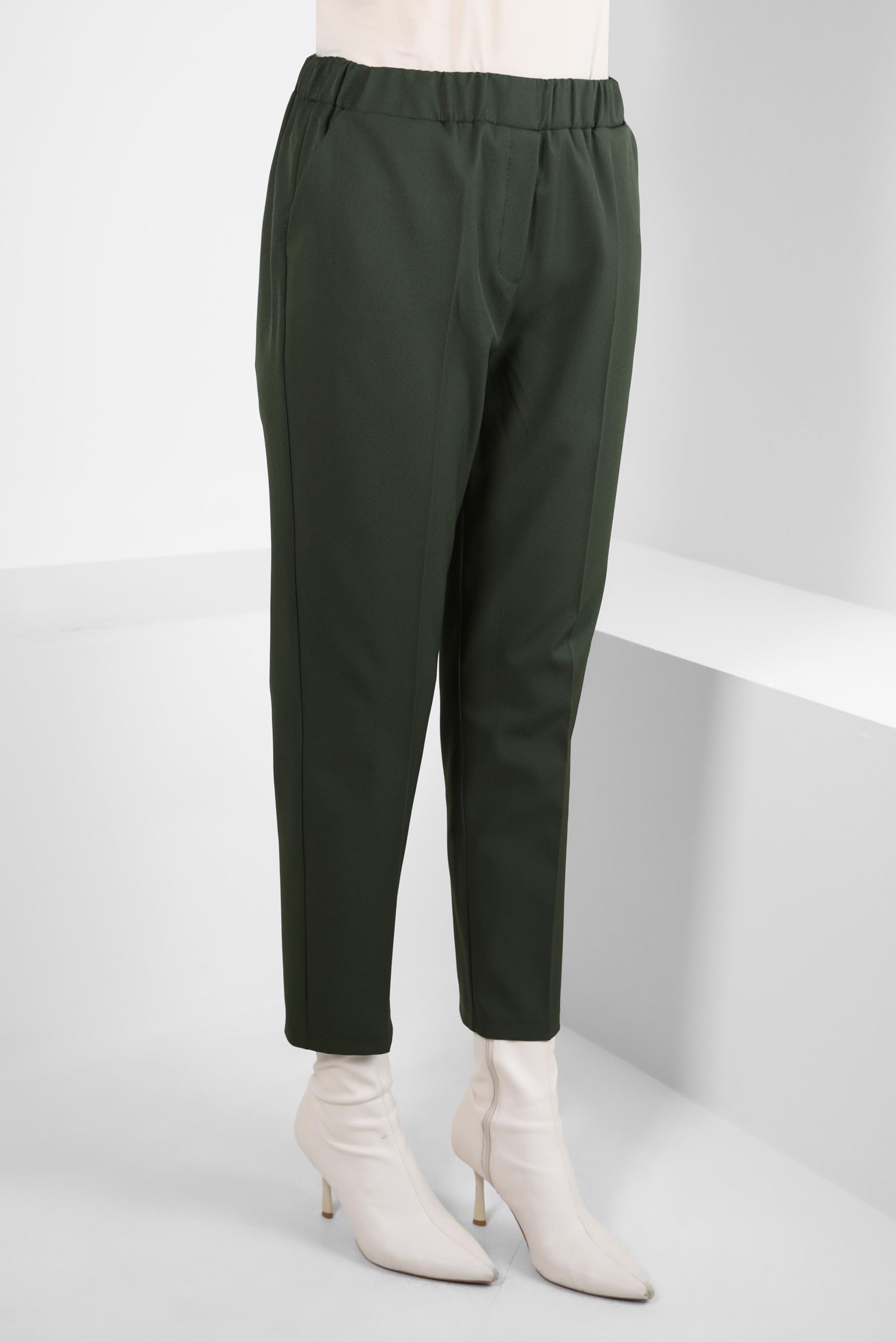 Tesettür giyim HAKİ BELİ LASTİKLİ PANTOLON 70640