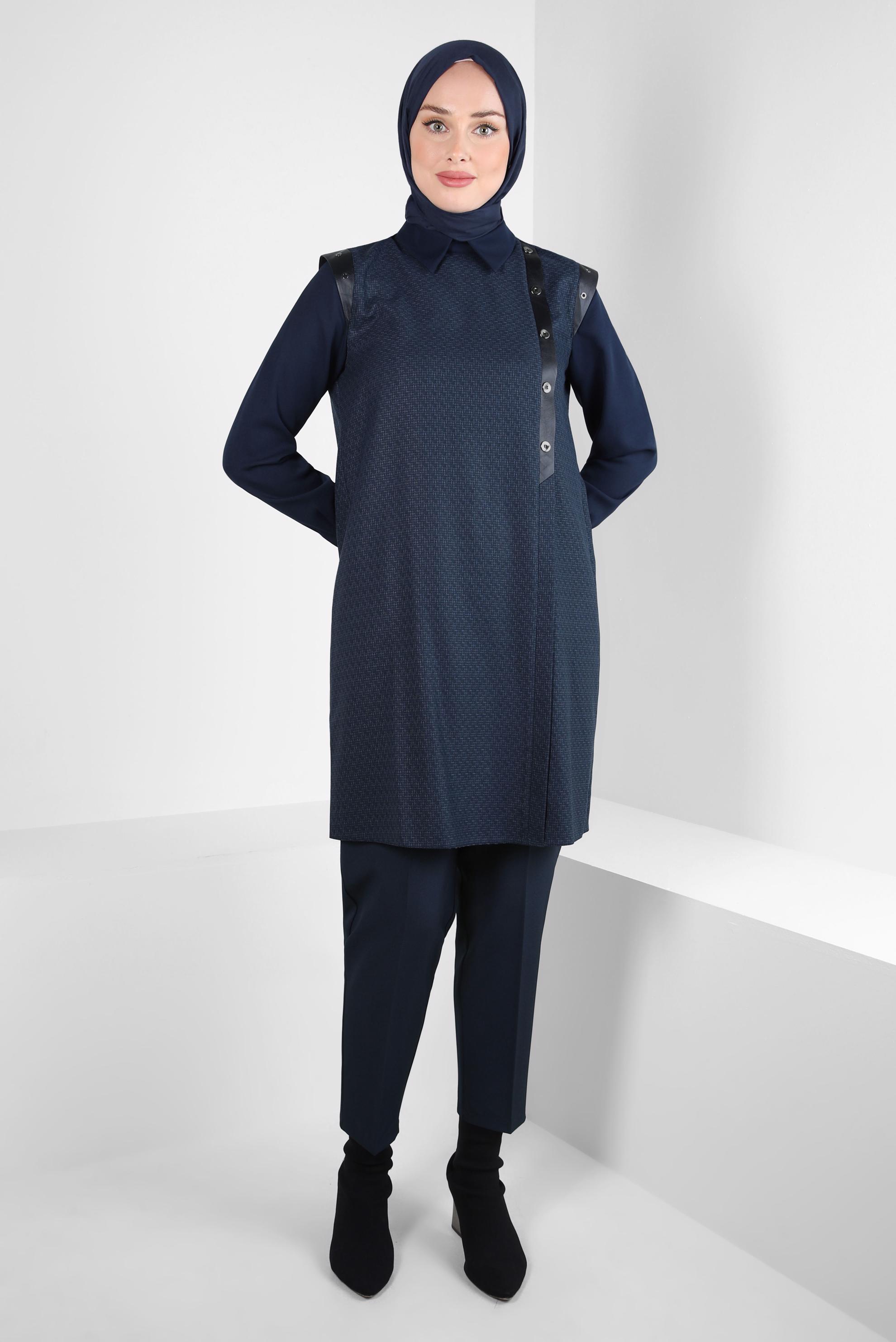 Tesettür giyim LACİVERT BELİ LASTİKLİ PANTOLON 70640