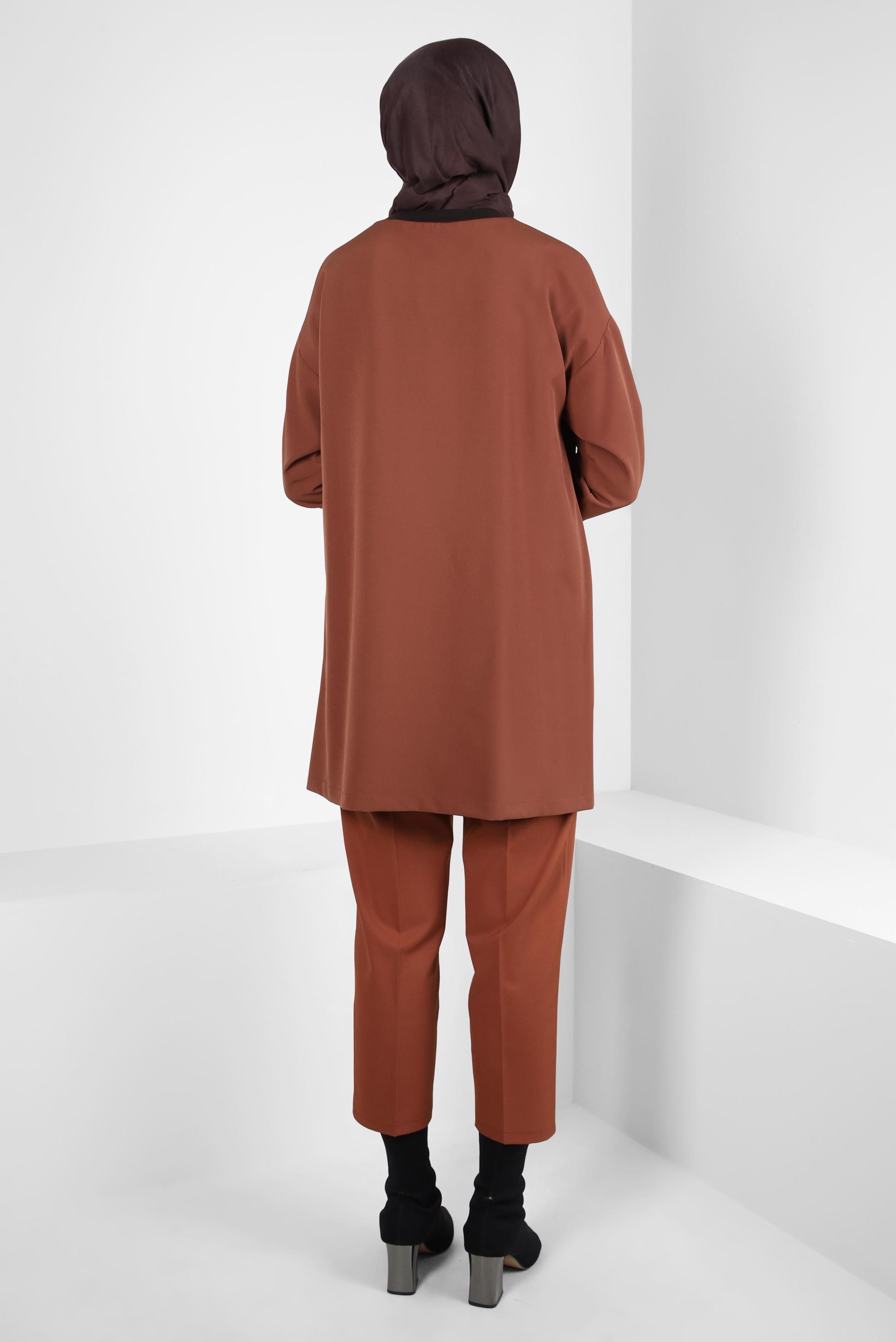 Tesettür giyim TABA BELİ LASTİKLİ PANTOLON 70640