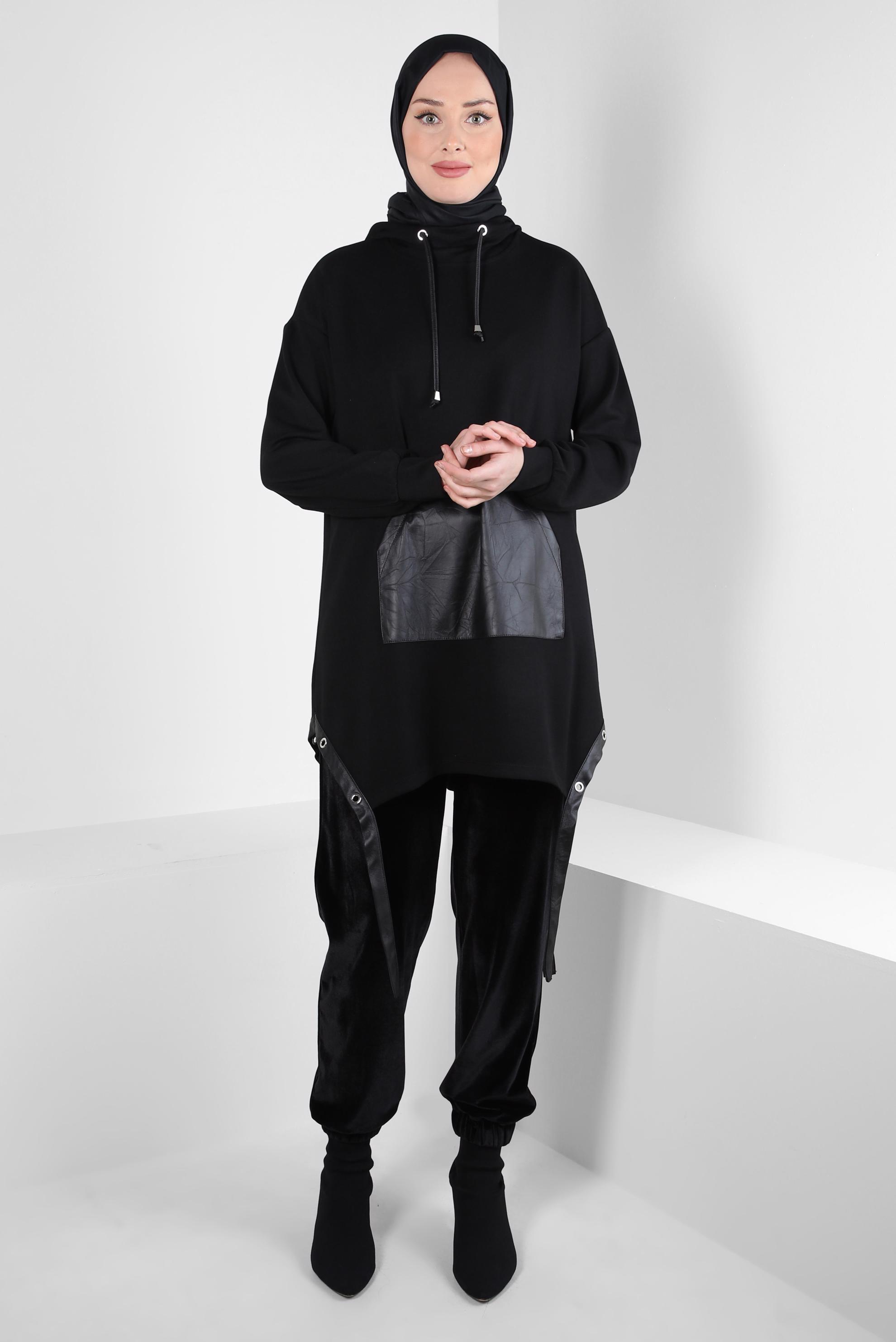 Tesettür giyim SİYAH KADİFE PANTOLON 70642