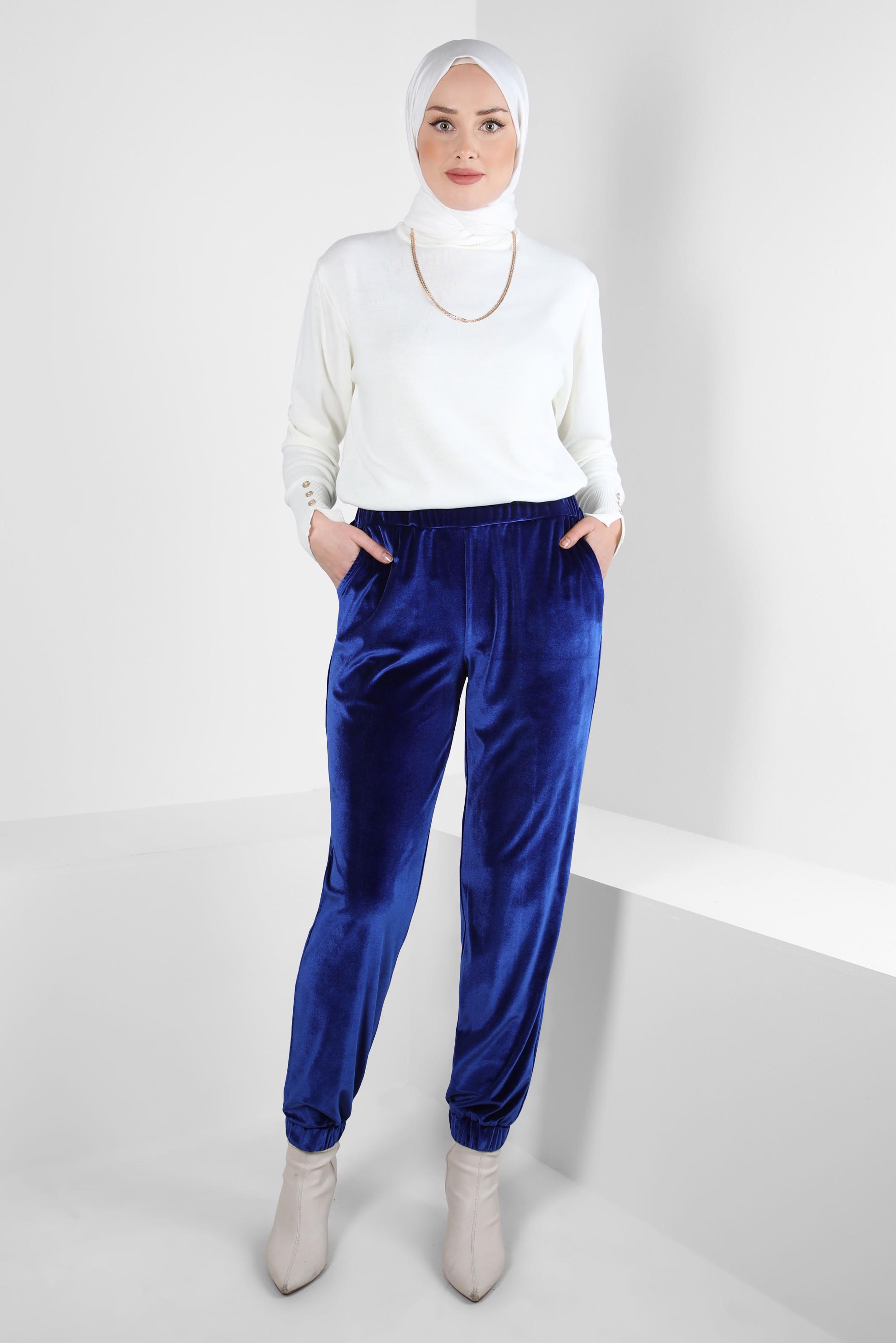 Tesettür giyim LACİVERT KADİFE PANTOLON 70642