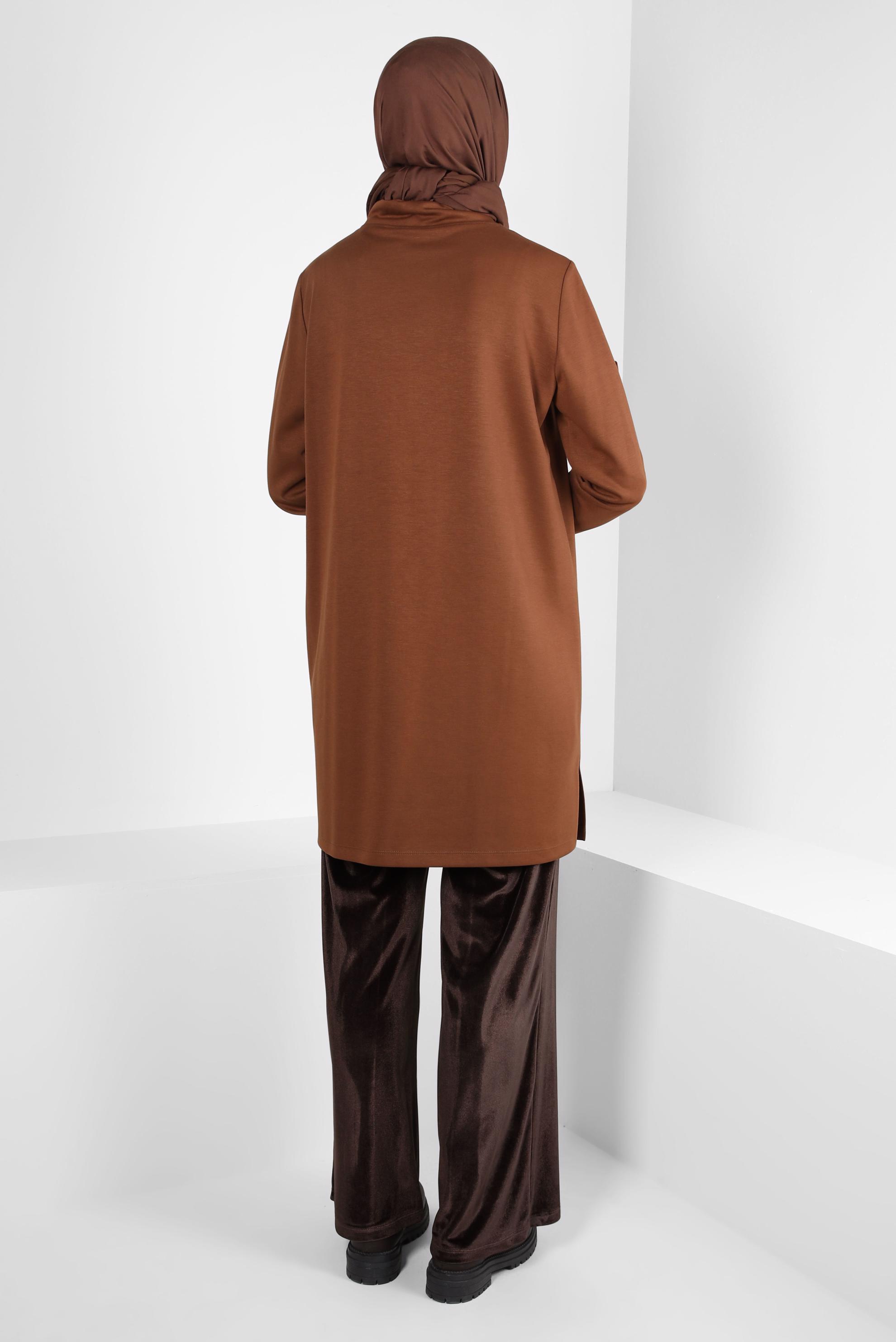 Tesettür giyim KAHVE GENİŞ PAÇA KADİFE PANTOLON 70643