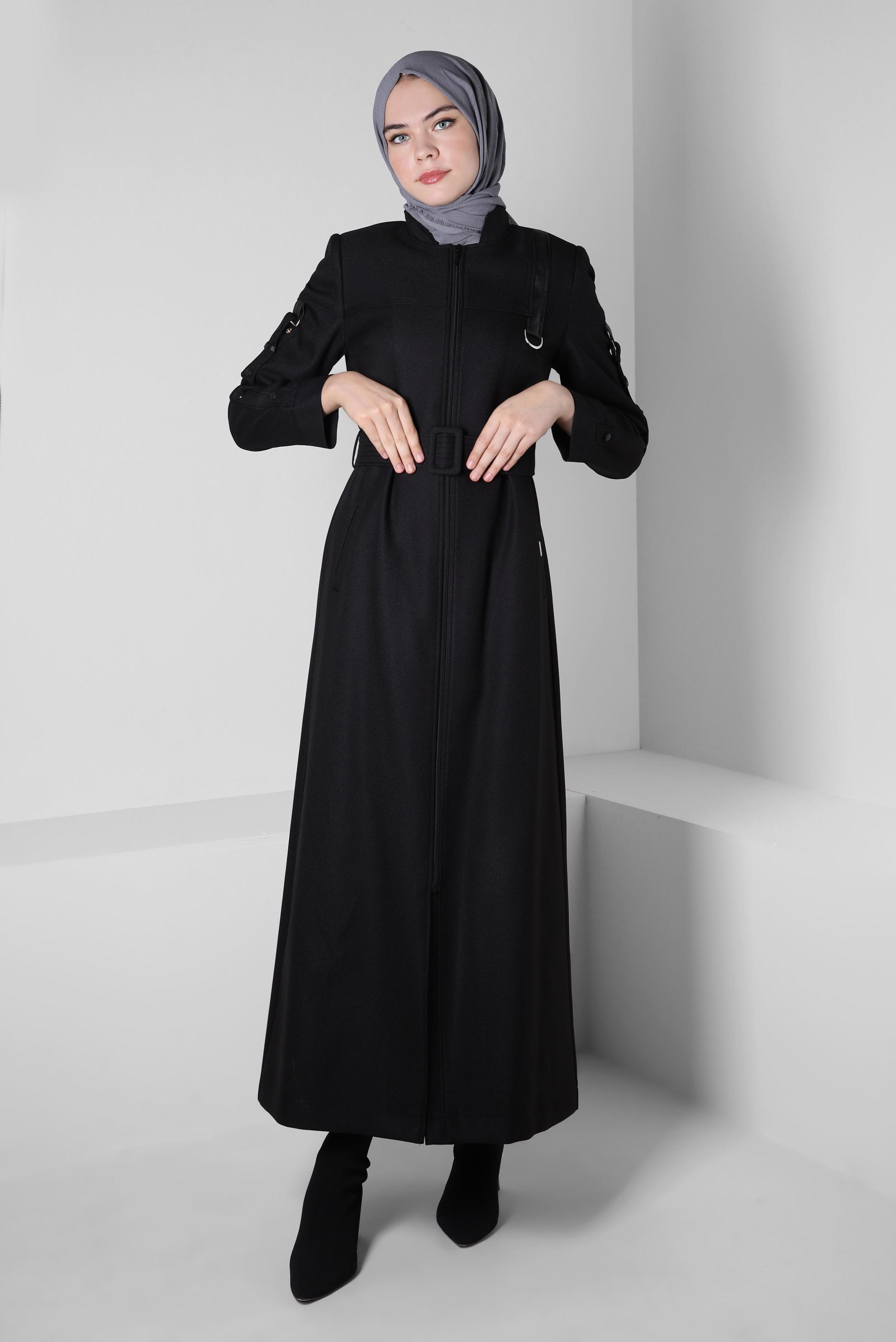 Vêtements hijab NOIR PARDESSUS CEINTURE 10803