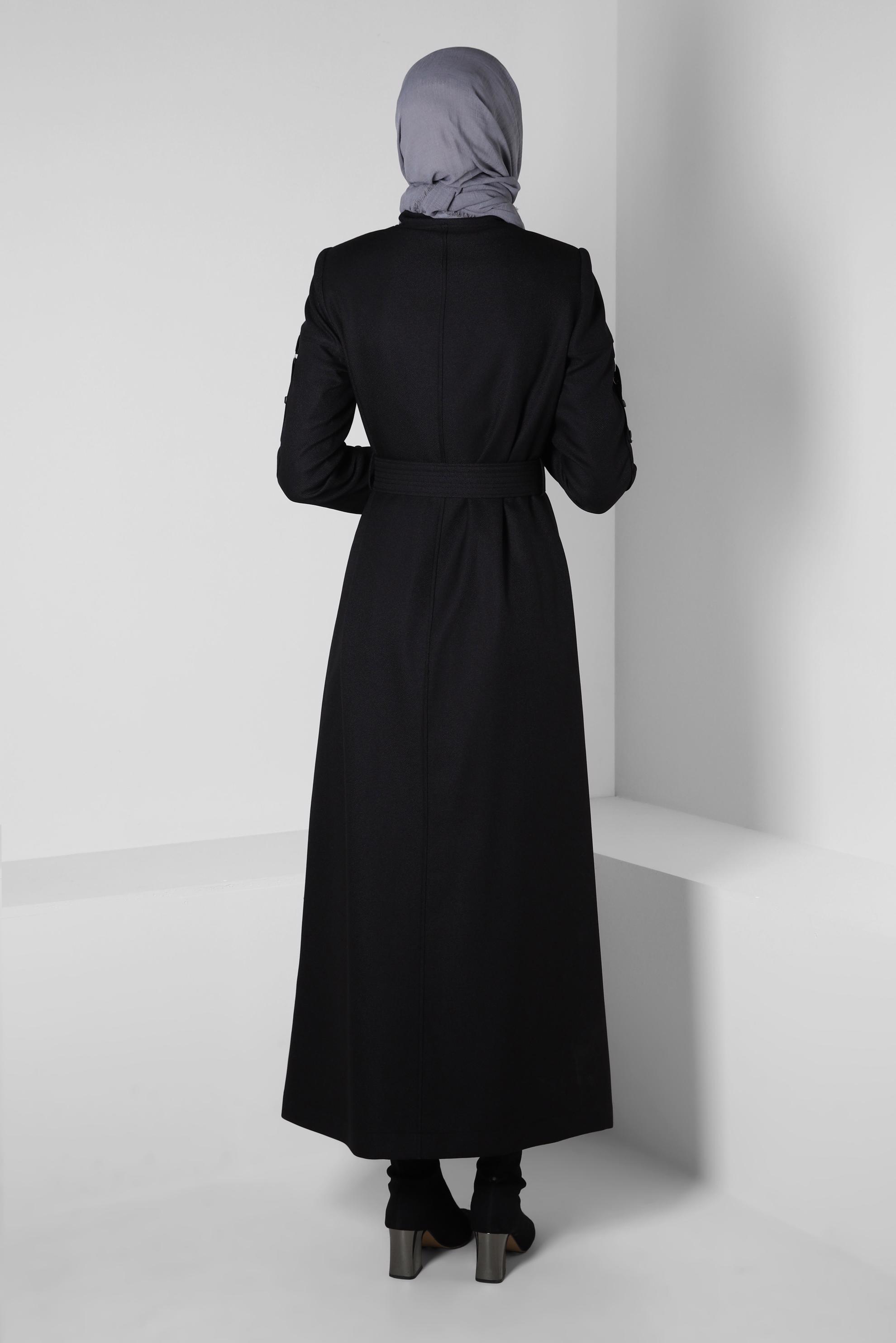 Vêtements hijab NOIR PARDESSUS CEINTURE 10803