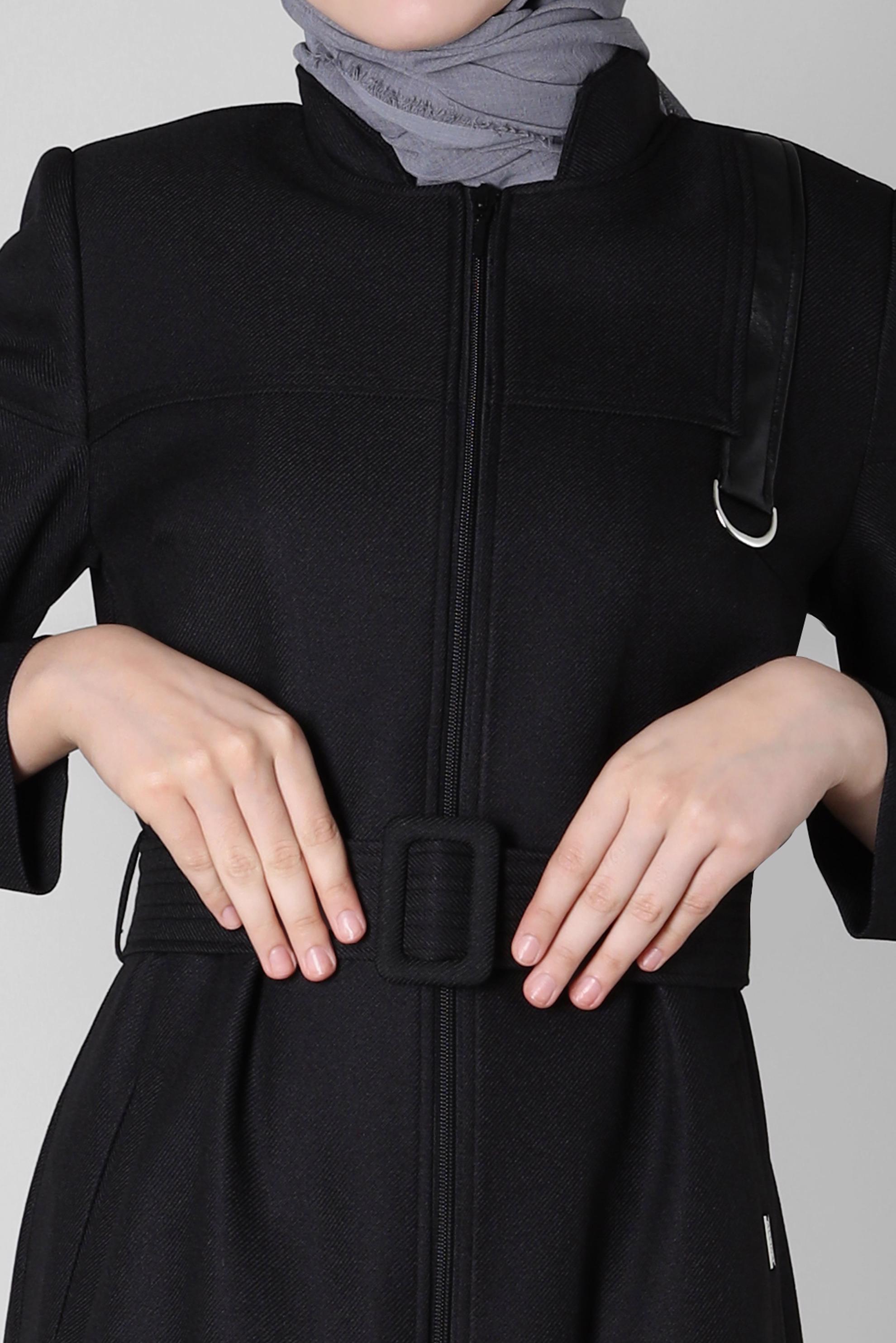 Vêtements hijab NOIR PARDESSUS CEINTURE 10803