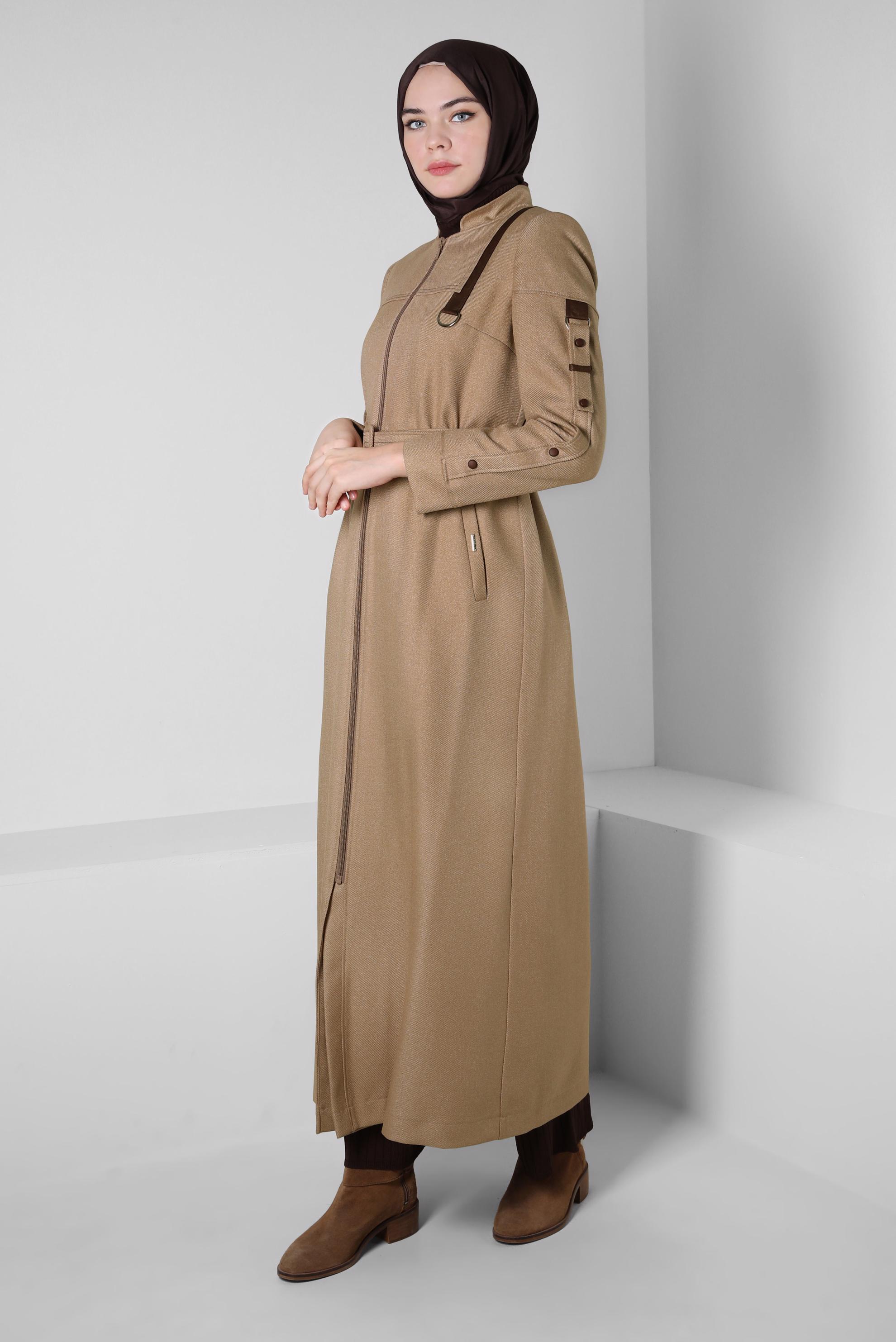 Vêtements hijab BRUN PARDESSUS CEINTURE 10803