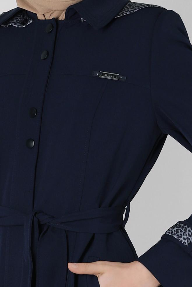 Vêtements hijab BLEU MARINE PARDESSUS À CAPUCHE DÉTACHABLE 10804 - ALVİNA