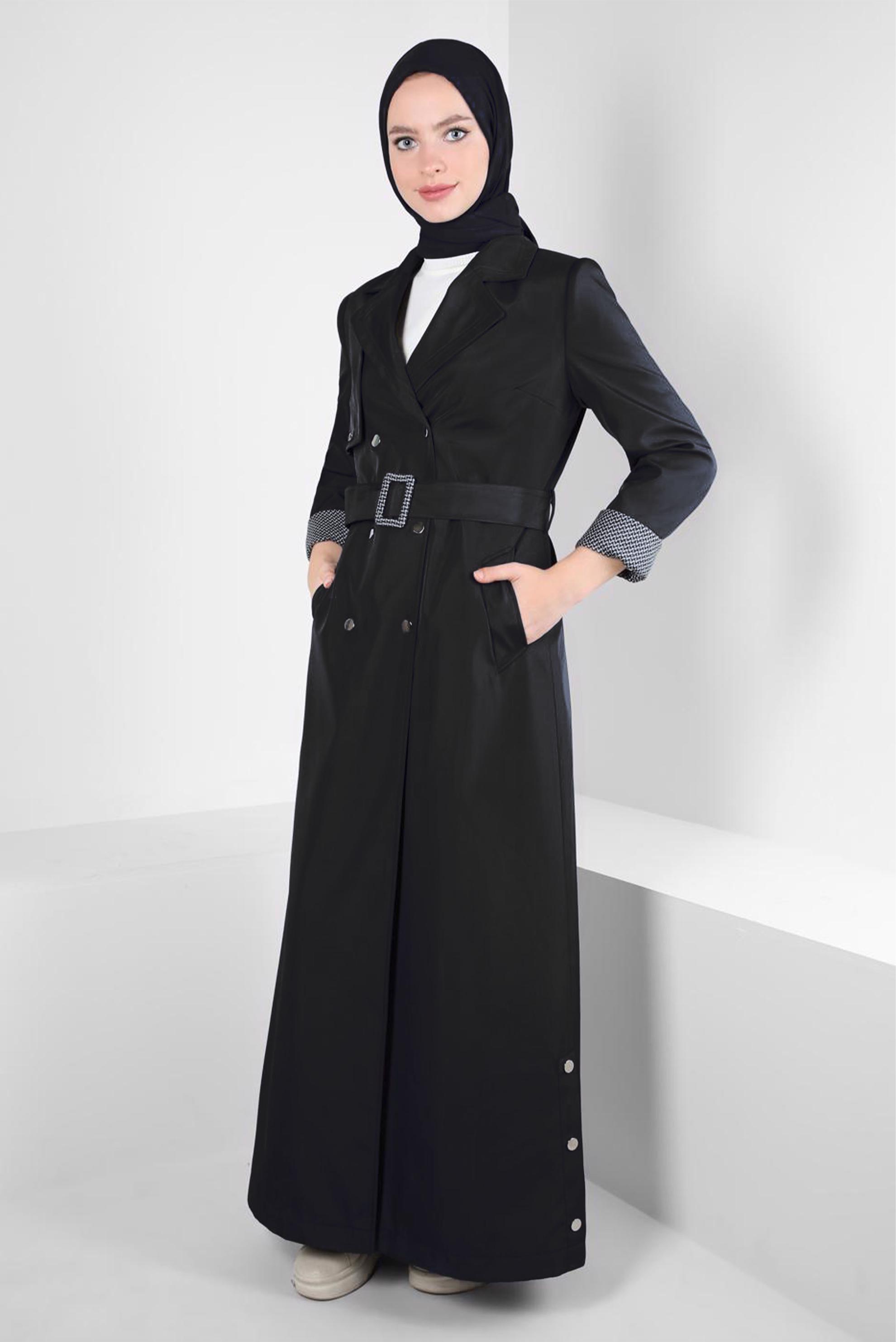 Vêtements hijab NOIR PARDESSUS CEINTURE 10805