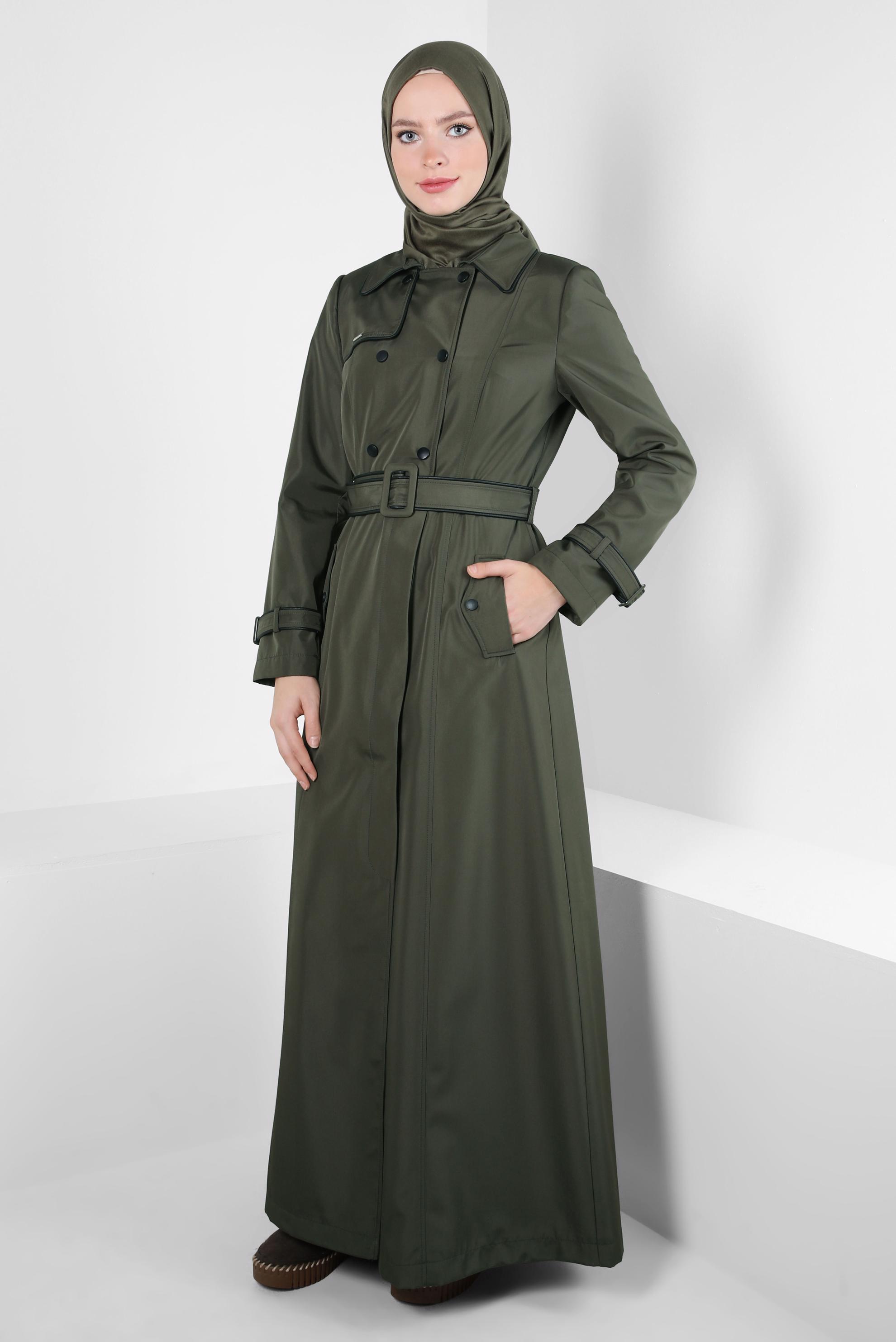 Vêtements hijab KAKI PARDESSUS CEINTURE 10806