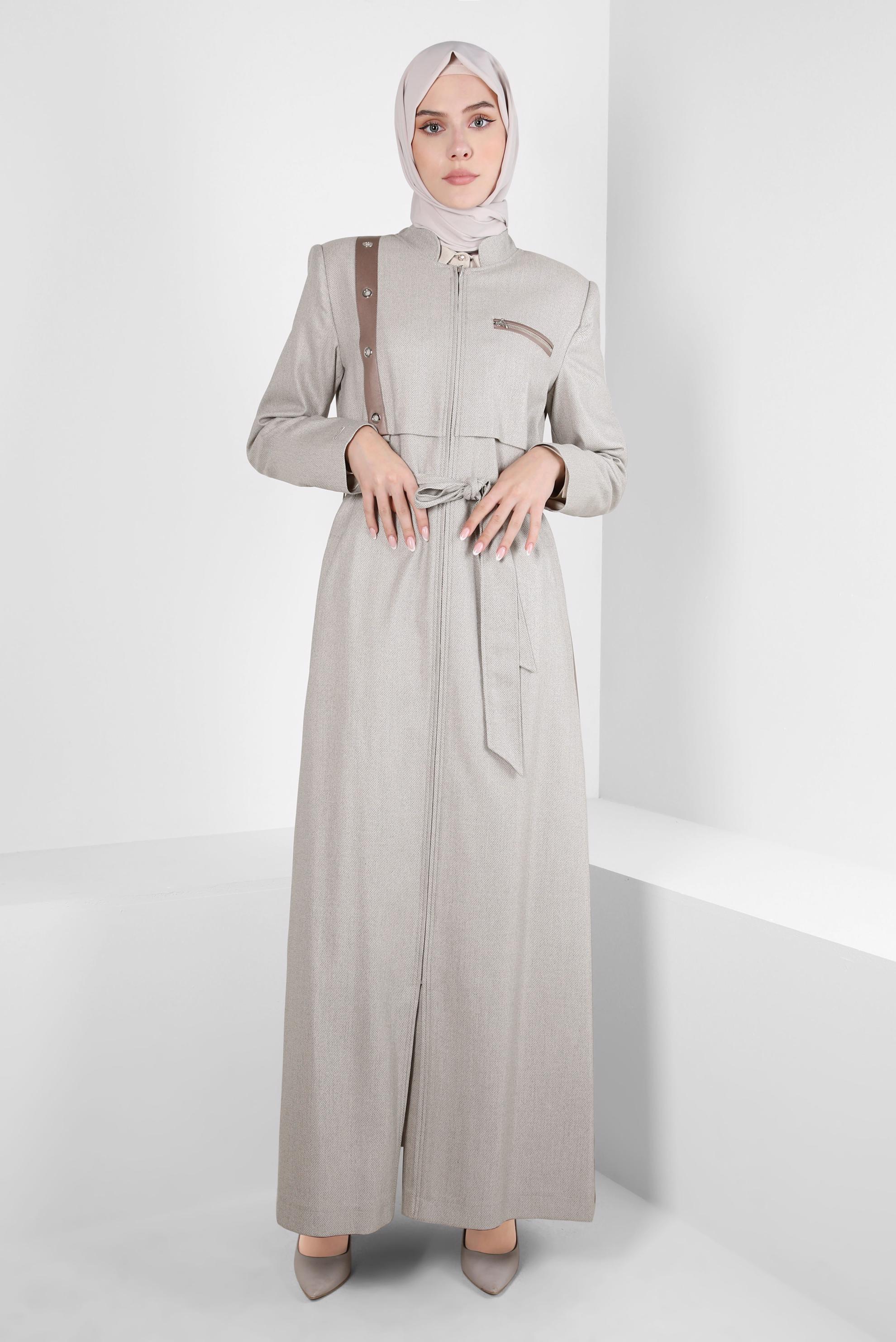 Vêtements hijab BEIGE PARDESSUS CEINTURE 10815