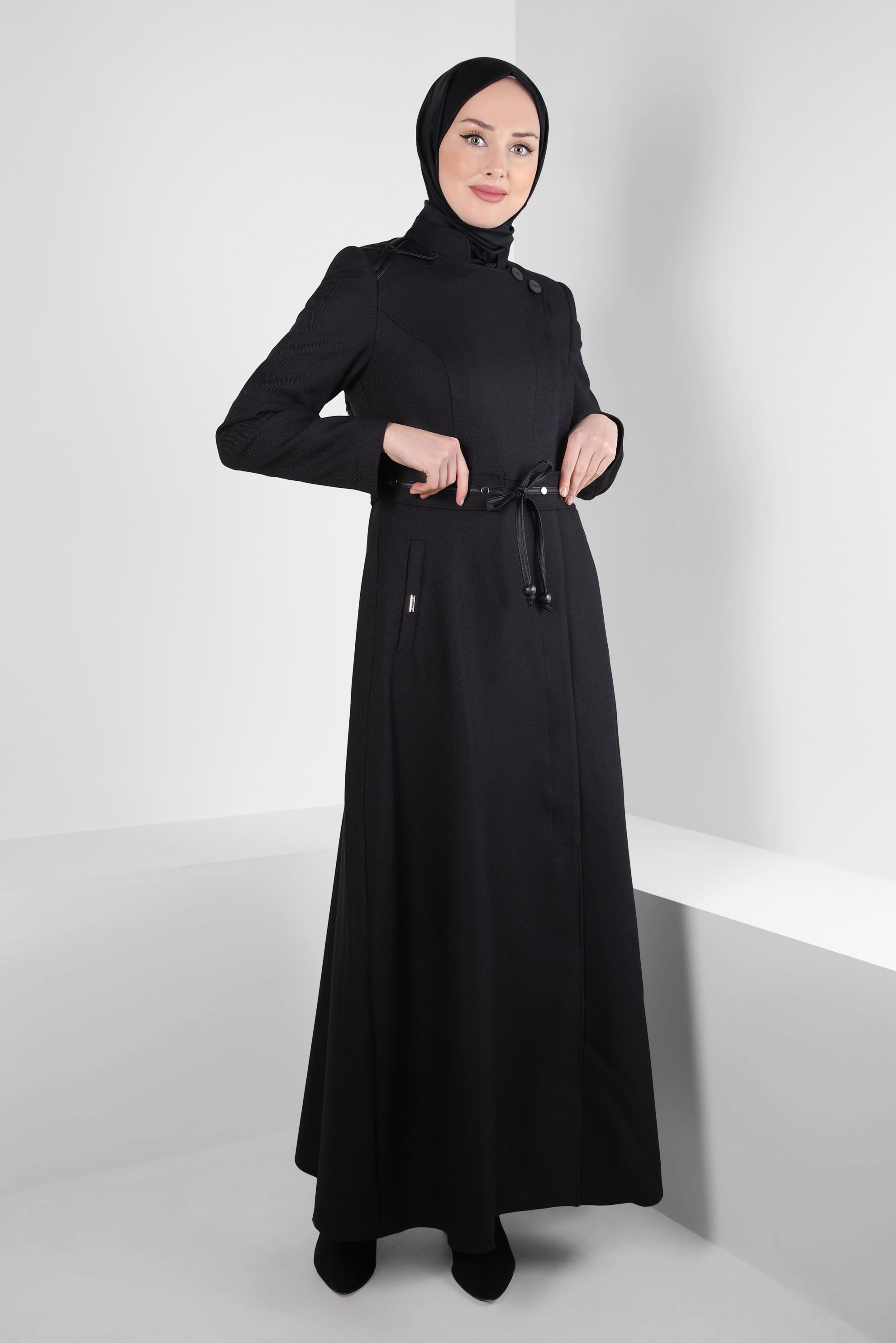 Vêtements hijab NOIR PARDESSUS CEINTURE 10820
