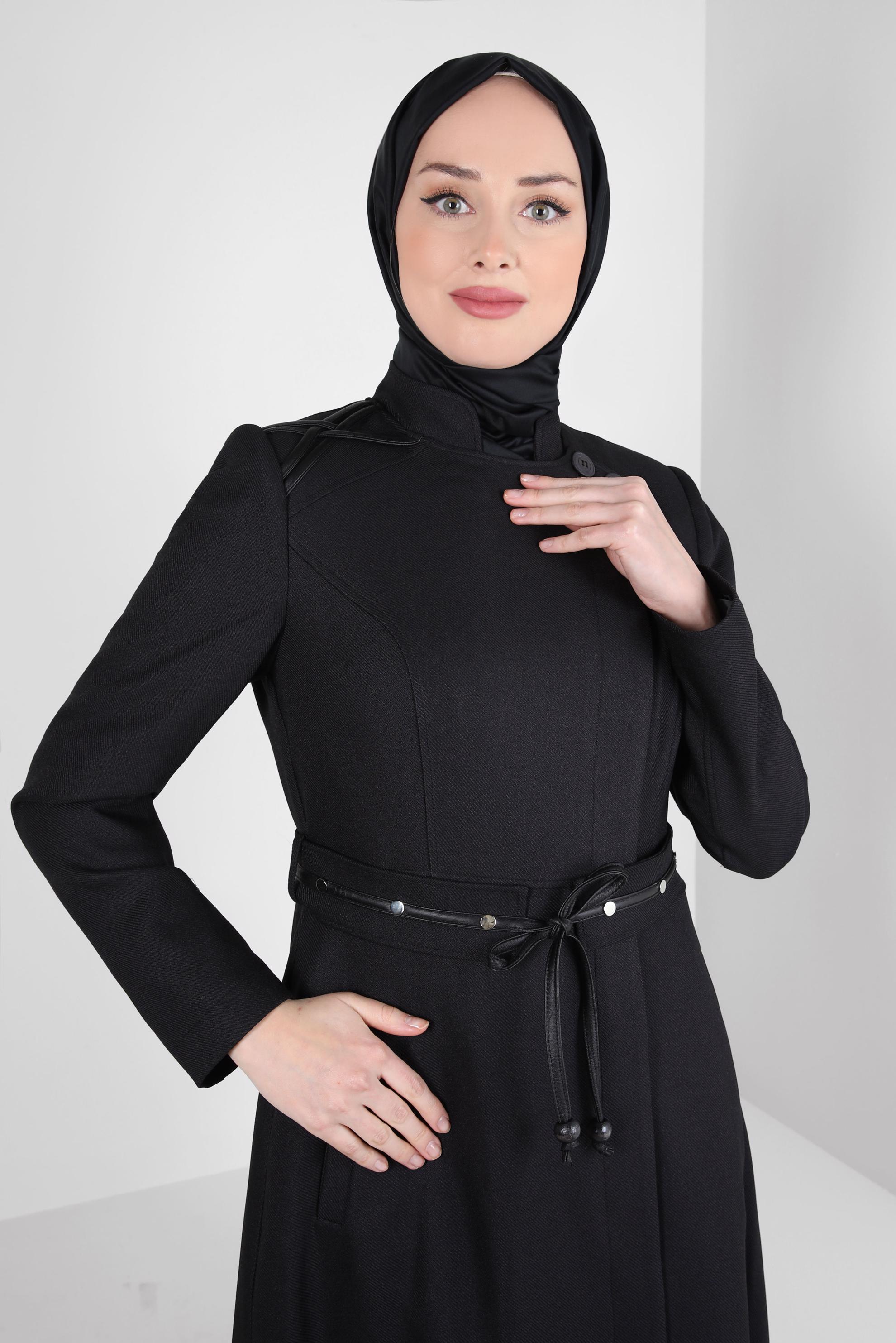 Vêtements hijab NOIR PARDESSUS CEINTURE 10820