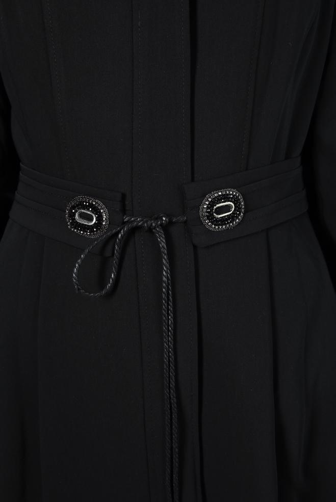 Vêtements hijab NOIR PARDESSUS CEINTURE 10821 - ALVİNA