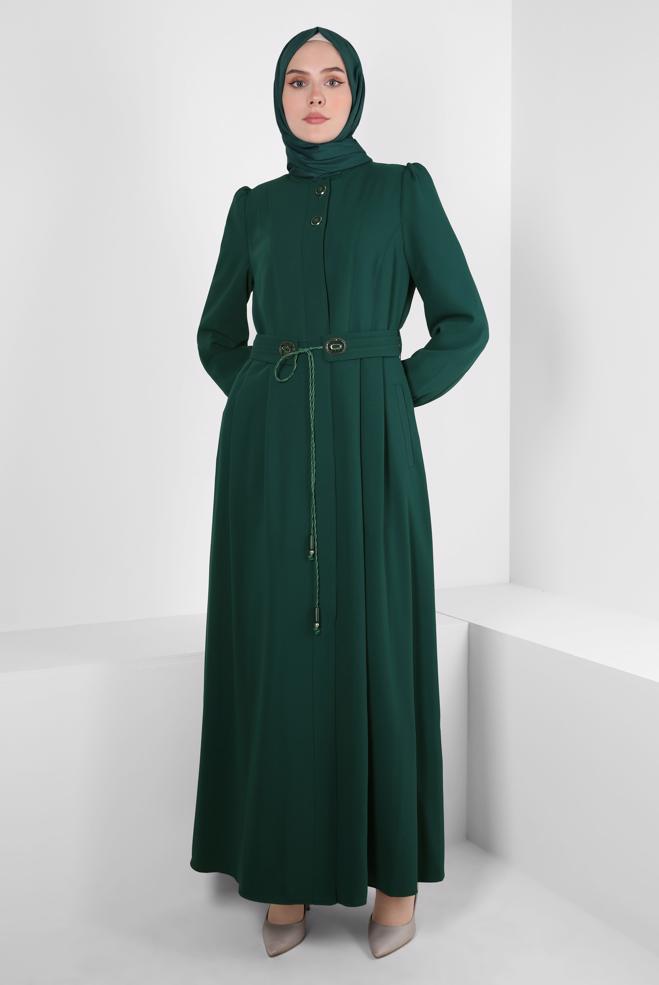 Vêtements hijab VERT PARDESSUS CEINTURE 10821 - ALVİNA