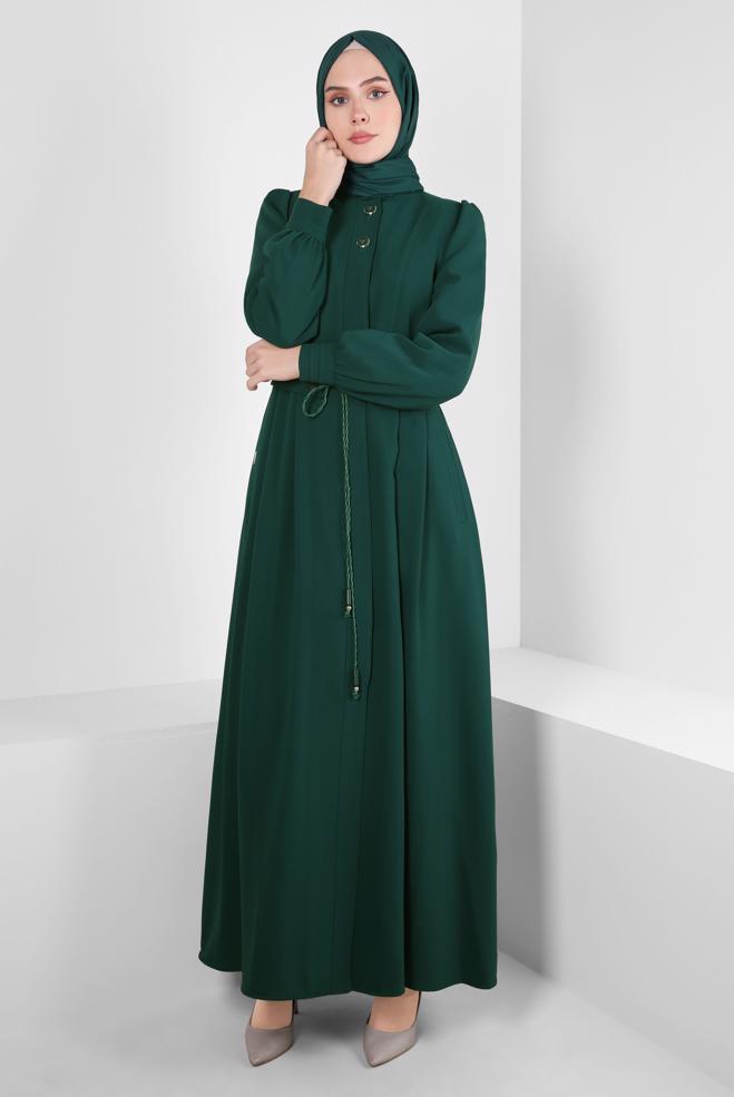 Vêtements hijab VERT PARDESSUS CEINTURE 10821 - ALVİNA