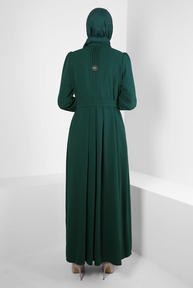 Vêtements hijab VERT PARDESSUS CEINTURE 10821 - ALVİNA