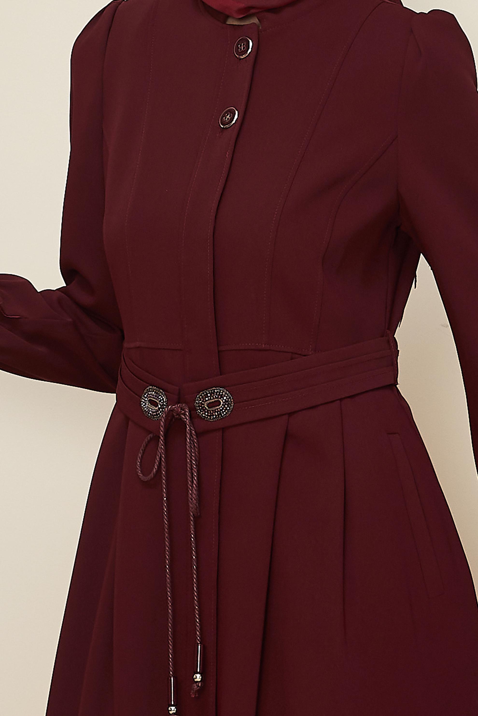 Vêtements hijab ROUGE BORDEAUX PARDESSUS CEINTURE 10821