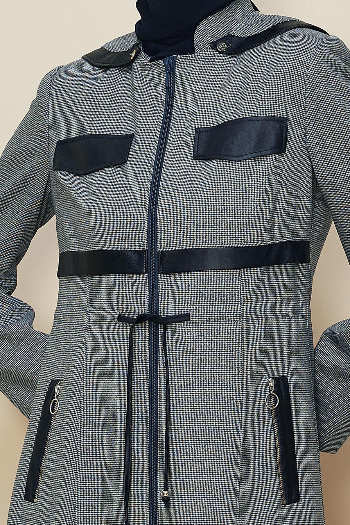 Tesettür giyim LACİVERT KAPÜŞONLU PARDESÜ 10824