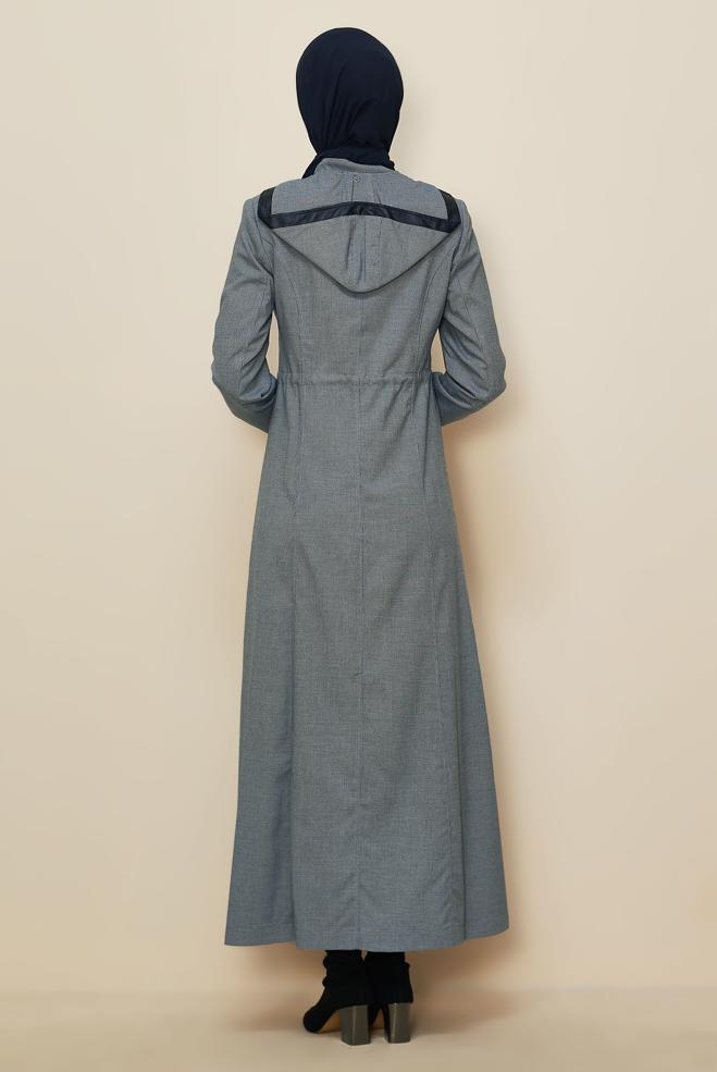 Tesettür giyim LACİVERT KAPÜŞONLU PARDESÜ 10824 - ALVİNA