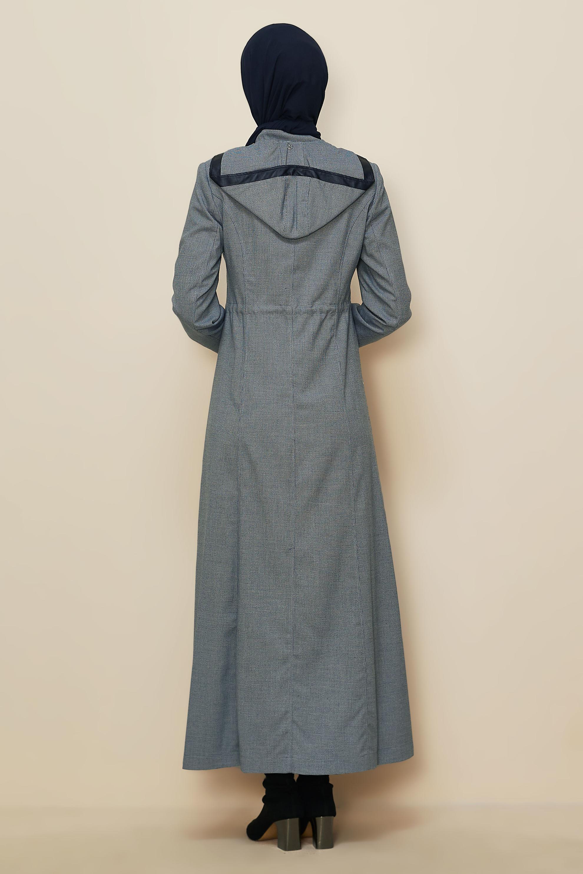 Tesettür giyim LACİVERT KAPÜŞONLU PARDESÜ 10824