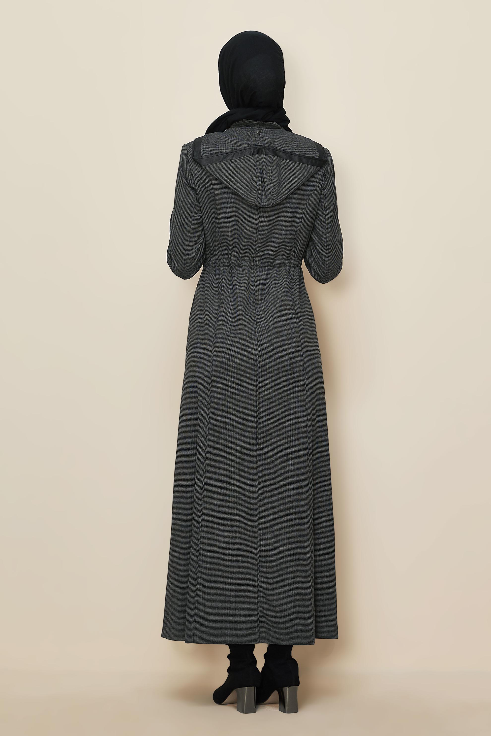 Vêtements hijab GRIS PARDESSUS À CAPUCHE 10824