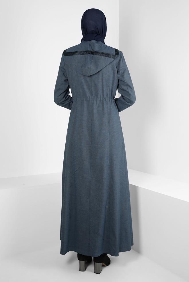 Vêtements hijab BLEU MARINE PARDESSUS À CAPUCHE 10824 - ALVİNA