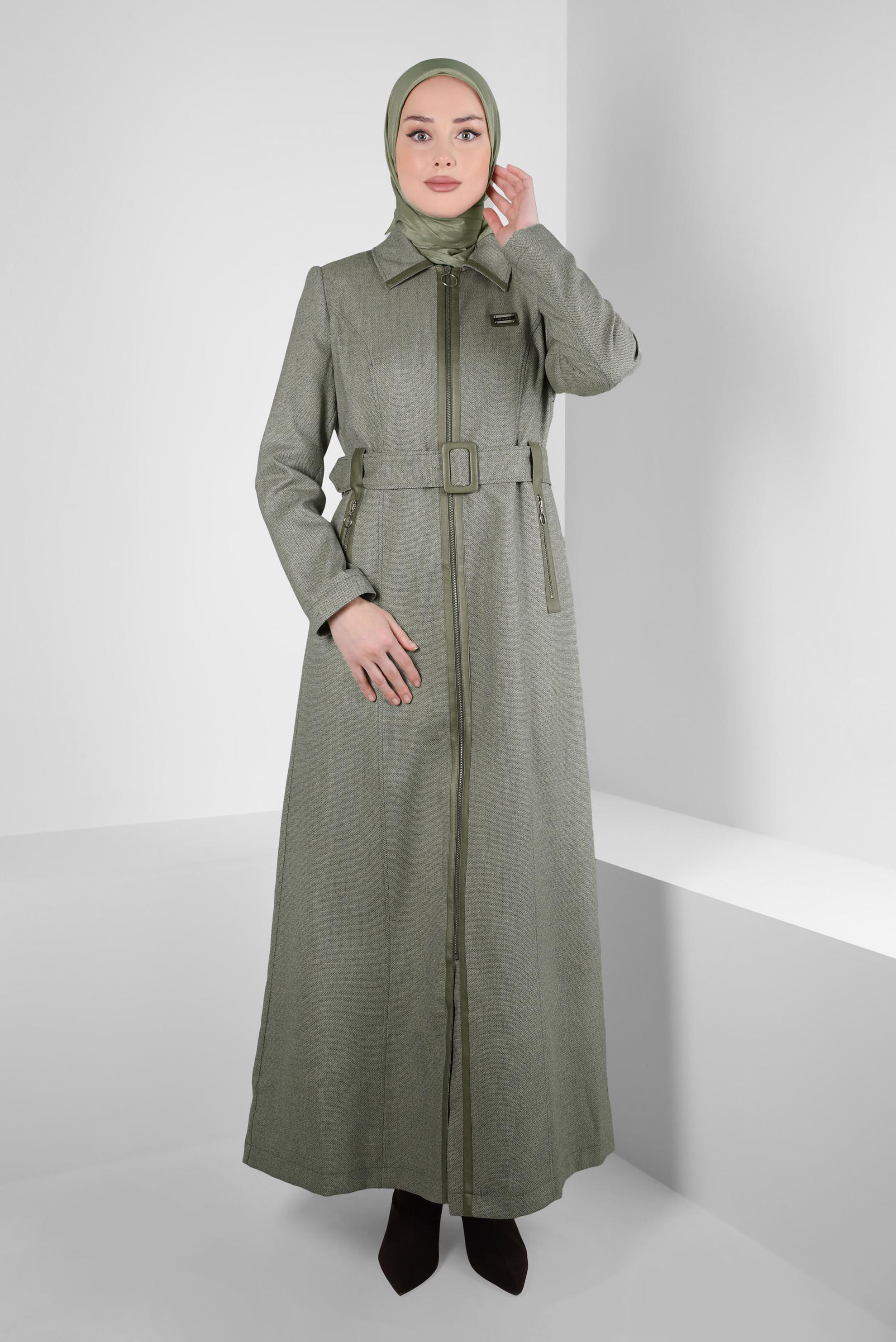 Vêtements hijab KAKI PARDESSUS CEINTURE 10825