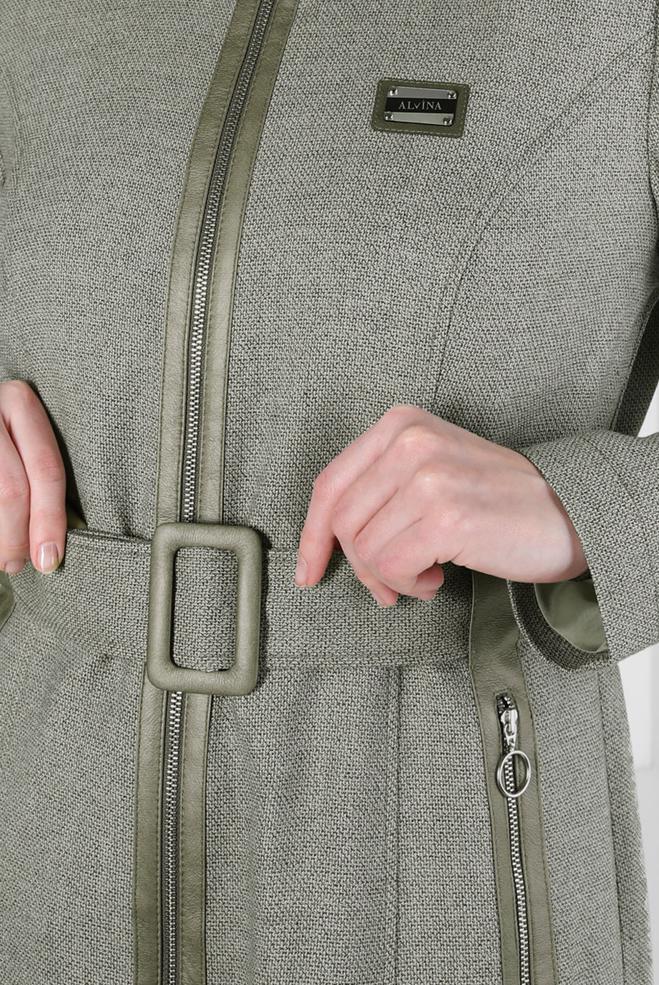 Vêtements hijab KAKI PARDESSUS CEINTURE 10825 - ALVİNA