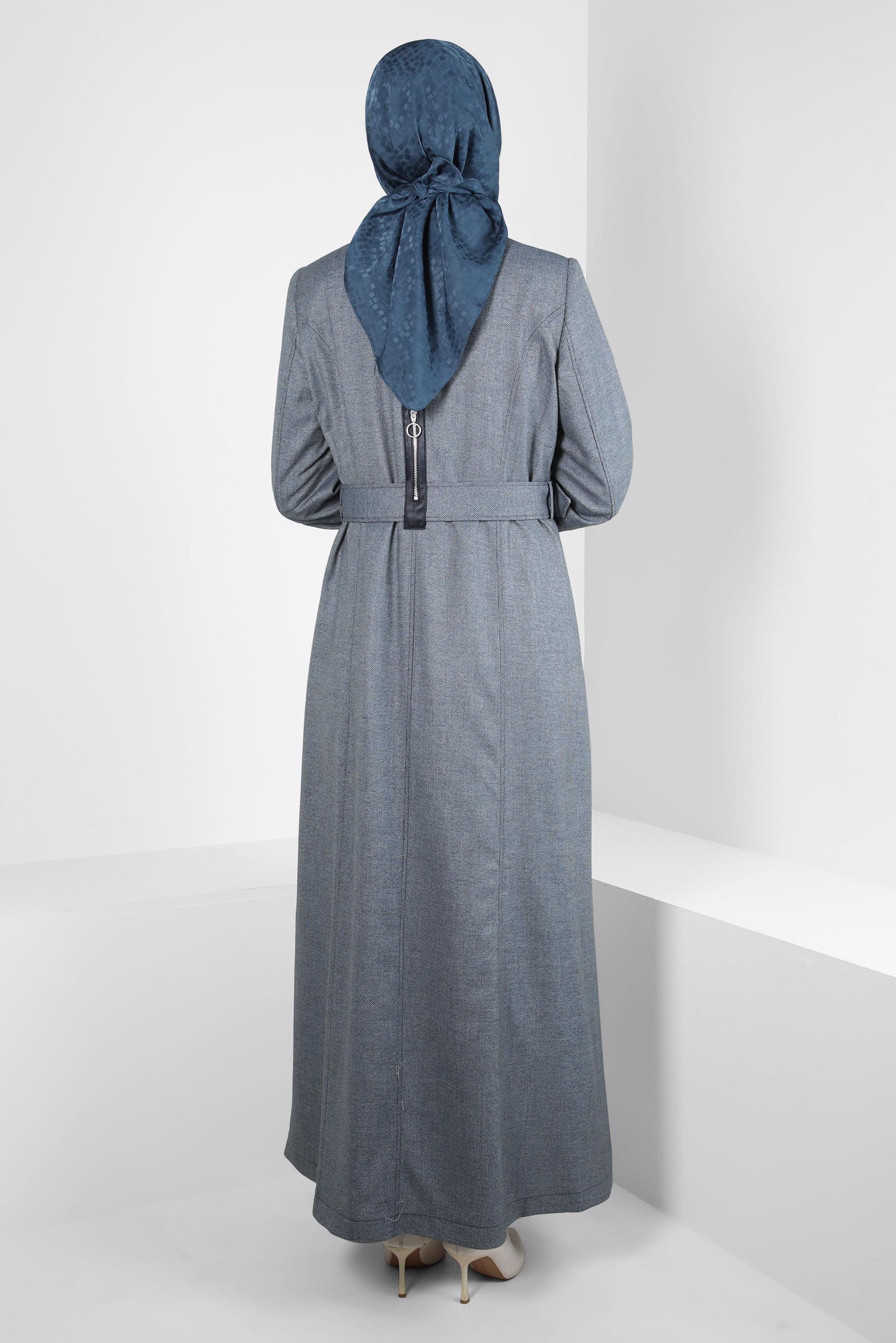 Tesettür giyim LACİVERT KEMERLİ PARDESÜ 10825