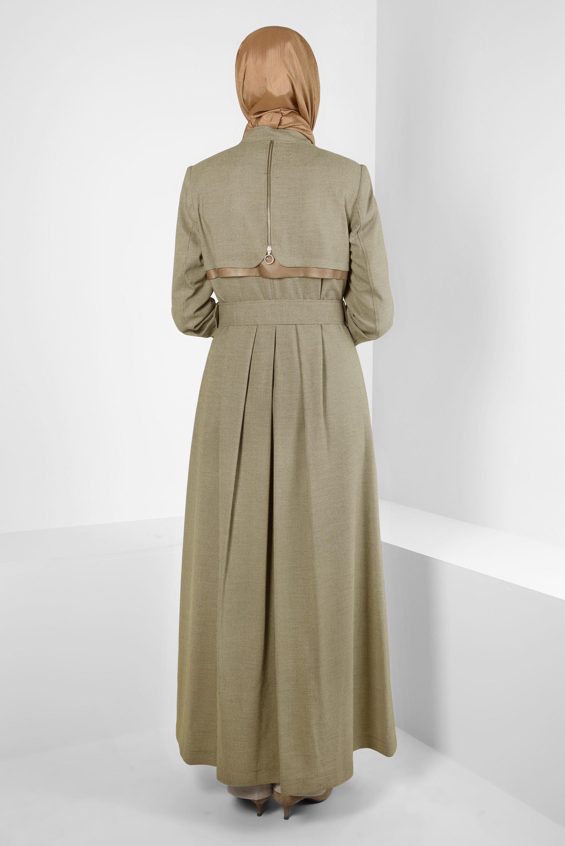 Hijab clothing BROWN BELTED TOPCOAT 10827