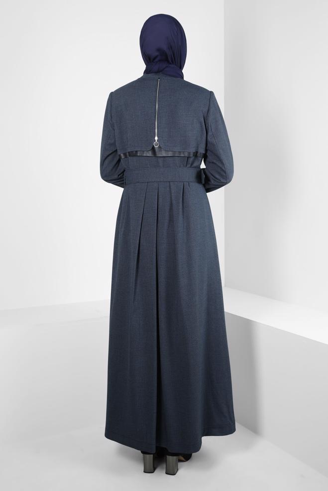Vêtements hijab BLEU MARINE PARDESSUS CEINTURE 10827 - ALVİNA