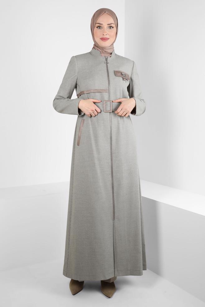 Vêtements hijab VISON PARDESSUS CEINTURE 10827 - ALVİNA