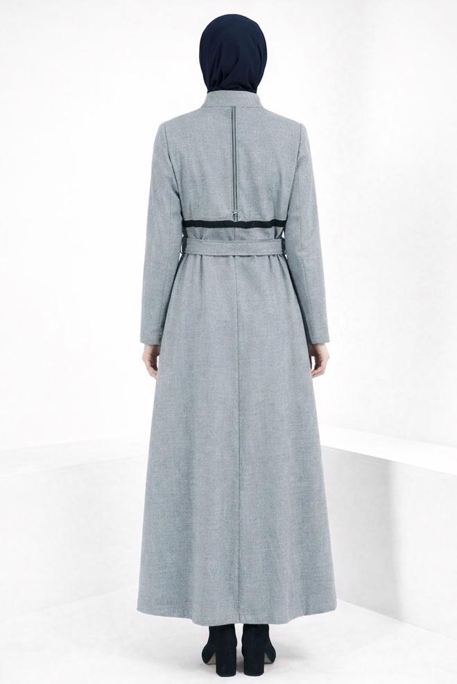 Vêtements hijab BLEU MARINE PARDESSUS CEINTURE 10827 - ALVİNA