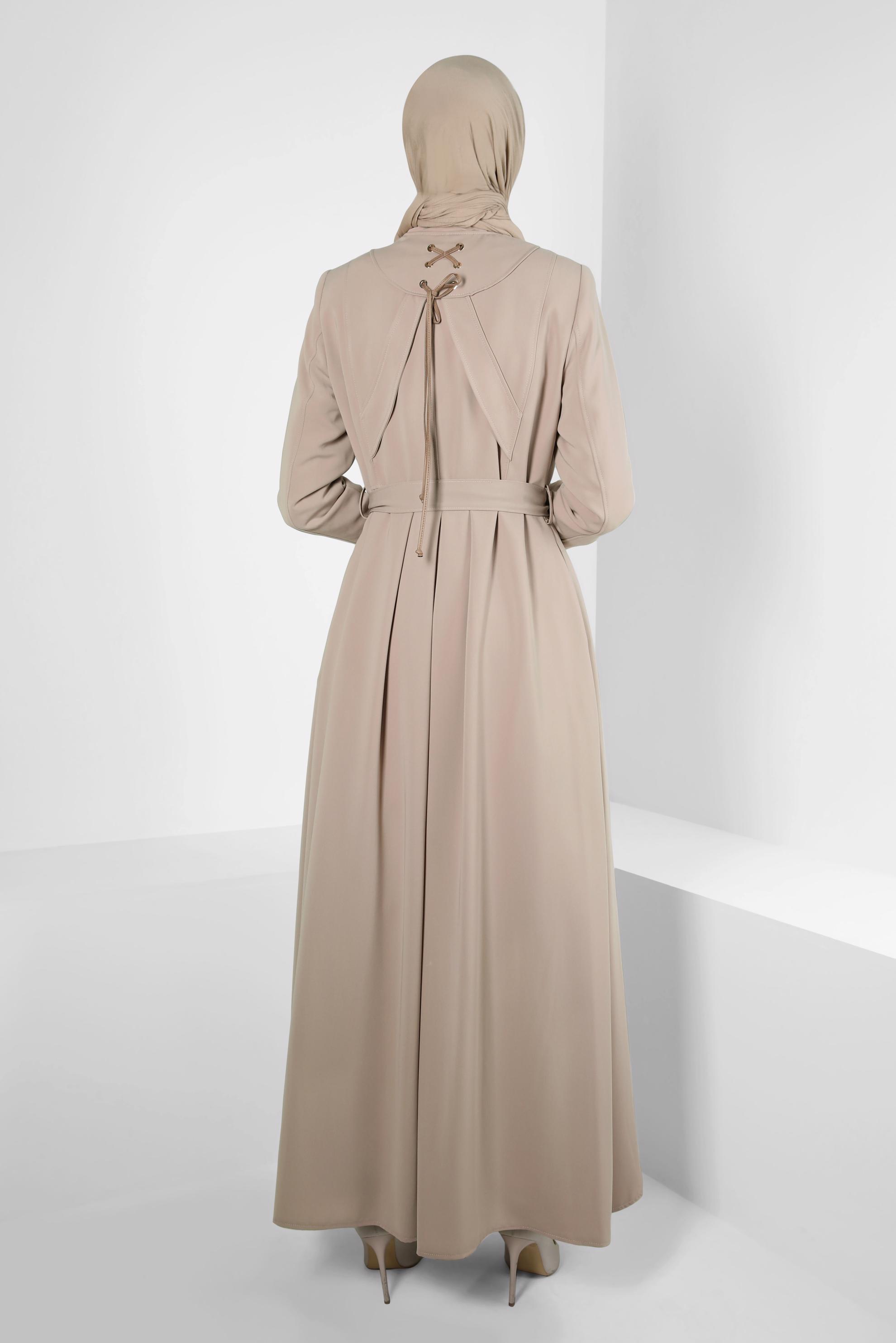 Vêtements hijab BEIGE PARDESSUS AVEC ŒILLETS 10829